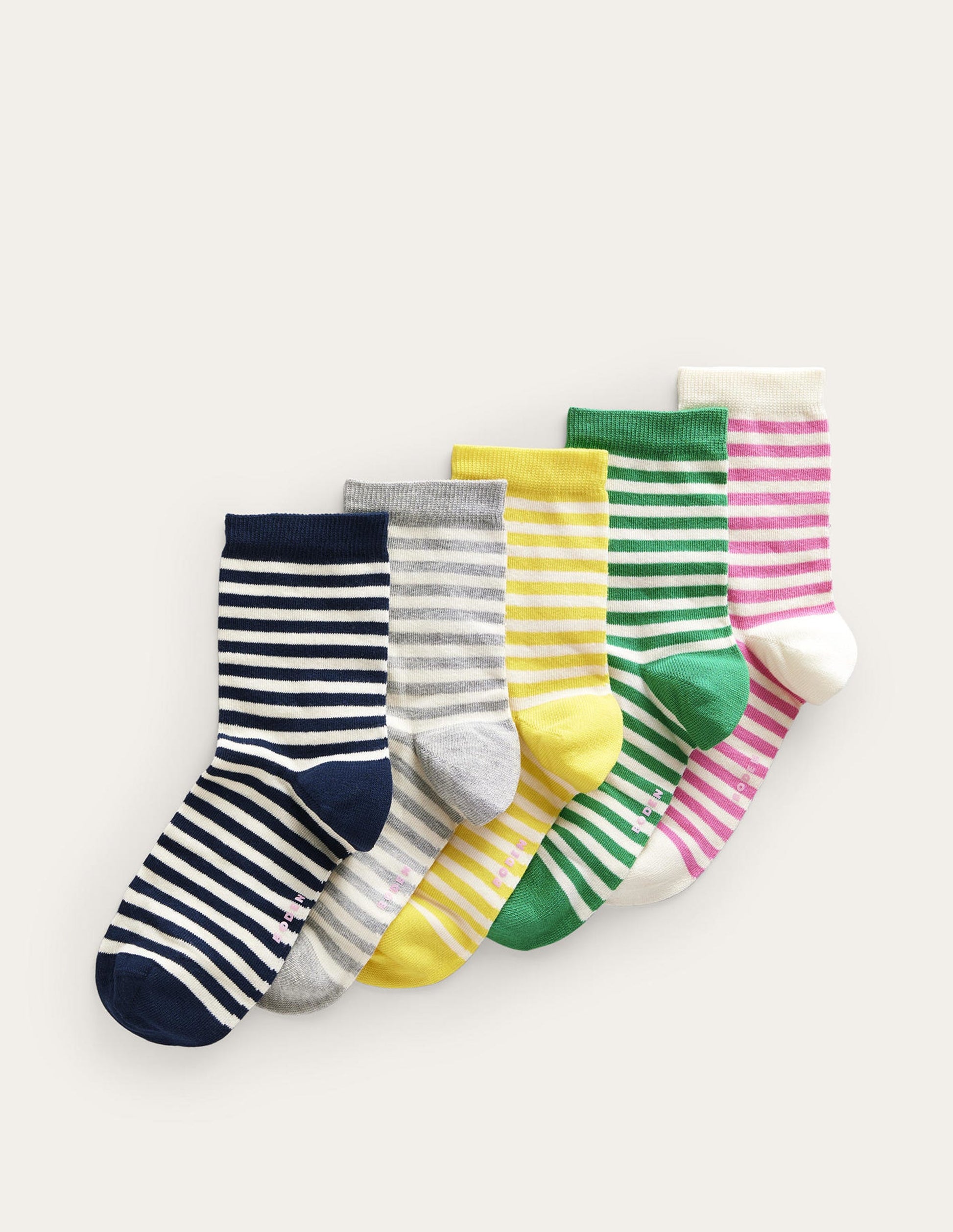5-Pack Ankle Socks-Breton Stripe-1