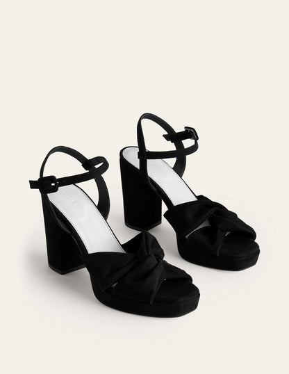 Twist-Front Heeled Platforms-Black Suede-3
