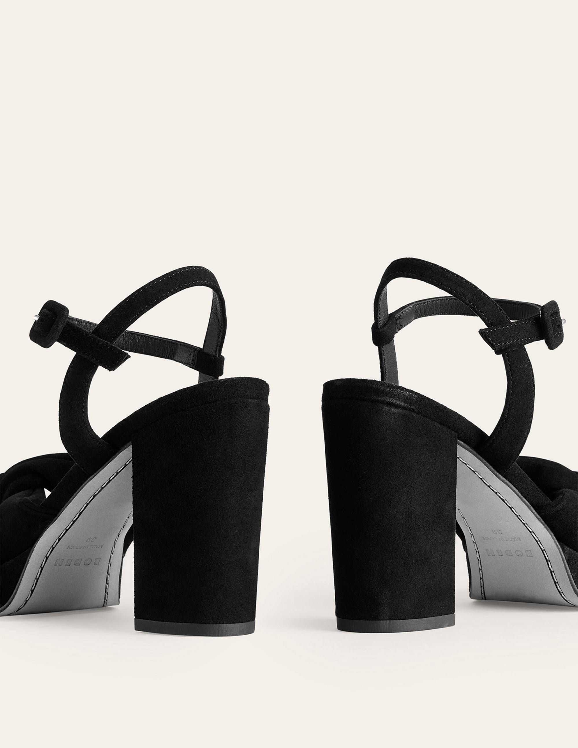 Twist-Front Heeled Platforms-Black Suede - Image 4