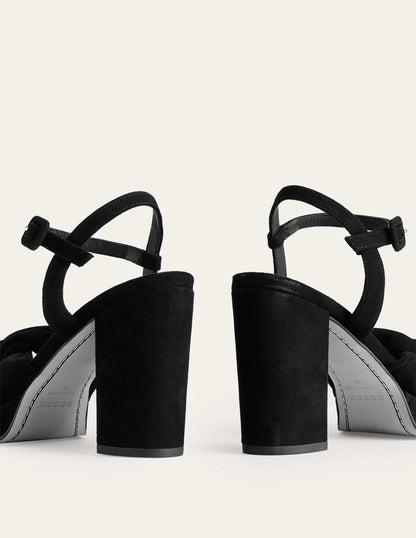 Twist-Front Heeled Platforms-Black Suede-4