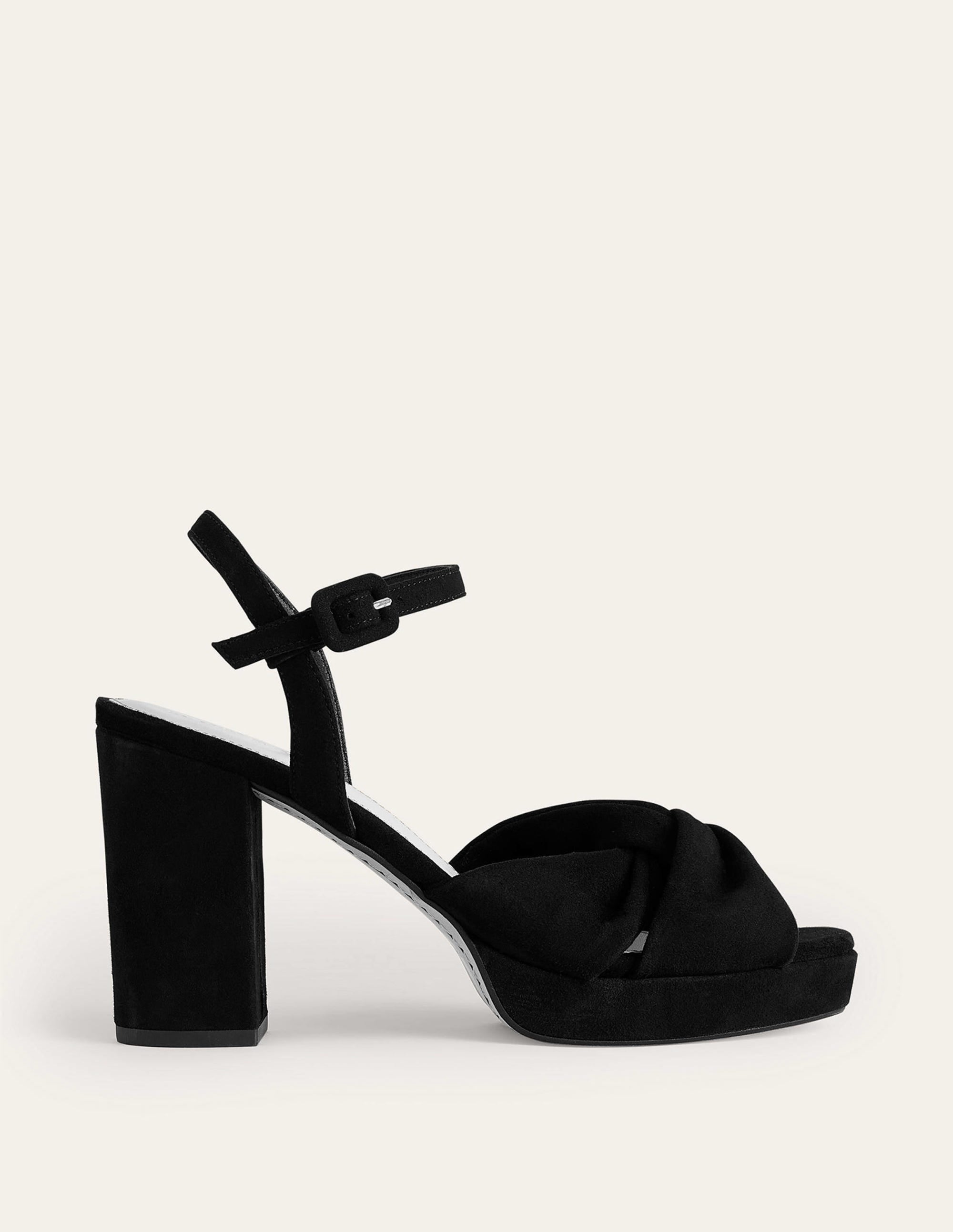 Twist-Front Heeled Platforms-Black Suede - Image 2