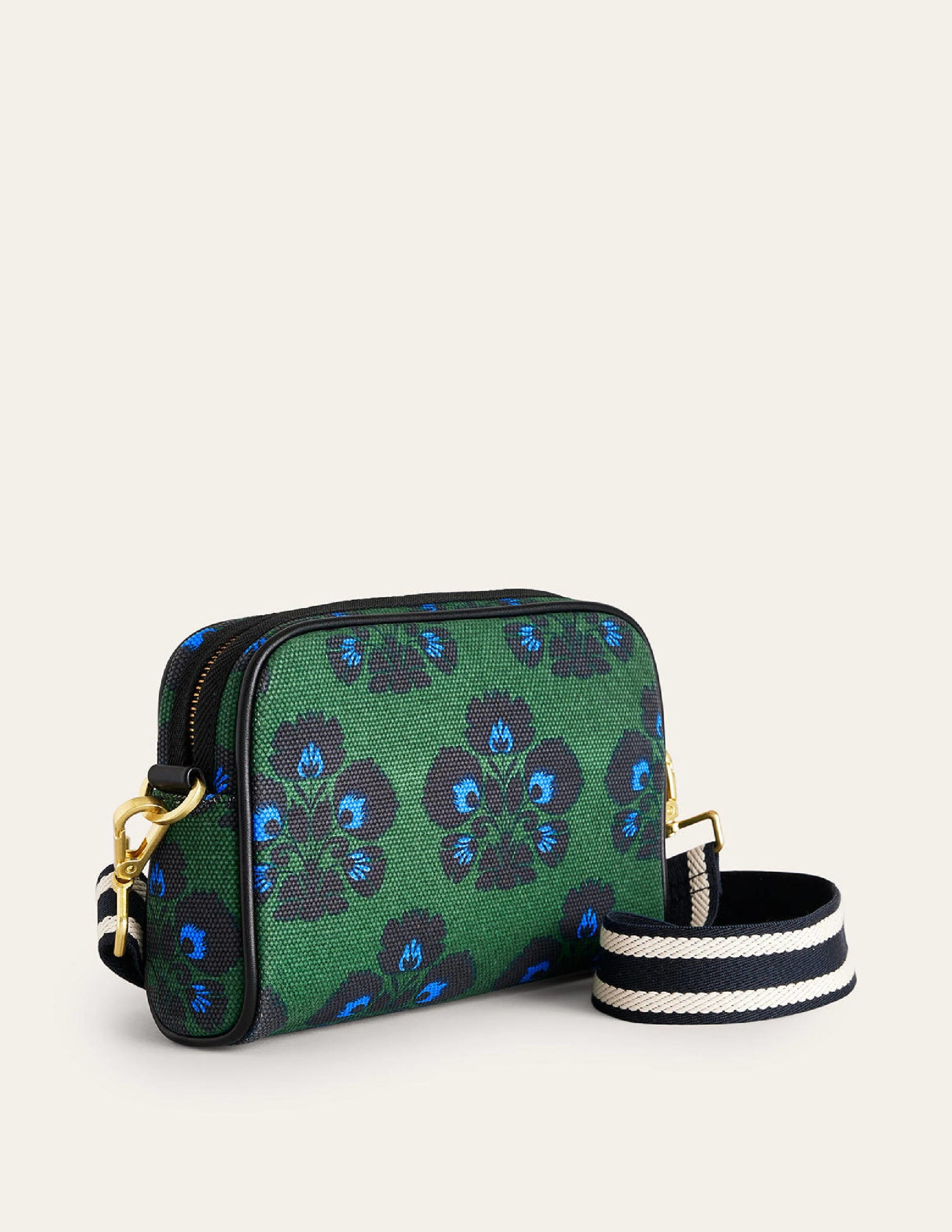 Canvas Cross-Body Bag-Amazon Green, Carnation Stamp-3
