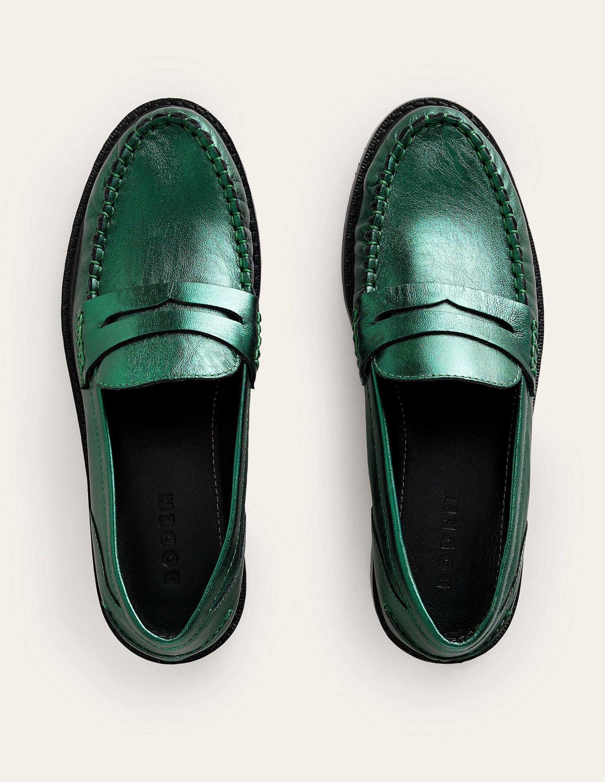 Classic Moccasin Loafers-Winter Green Metallic Leather-4