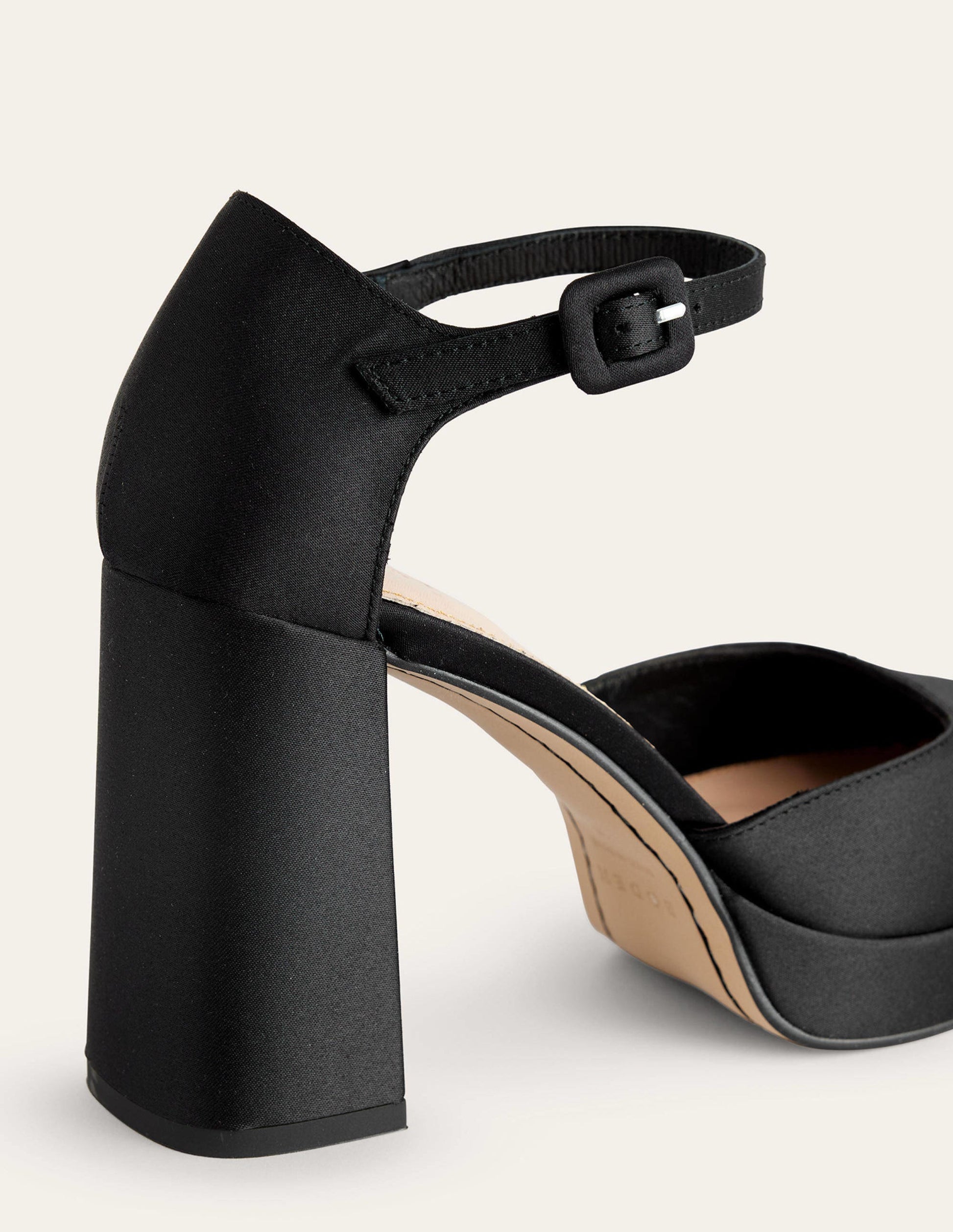 Closed-Toe Heeled Platforms-Black Satin-3