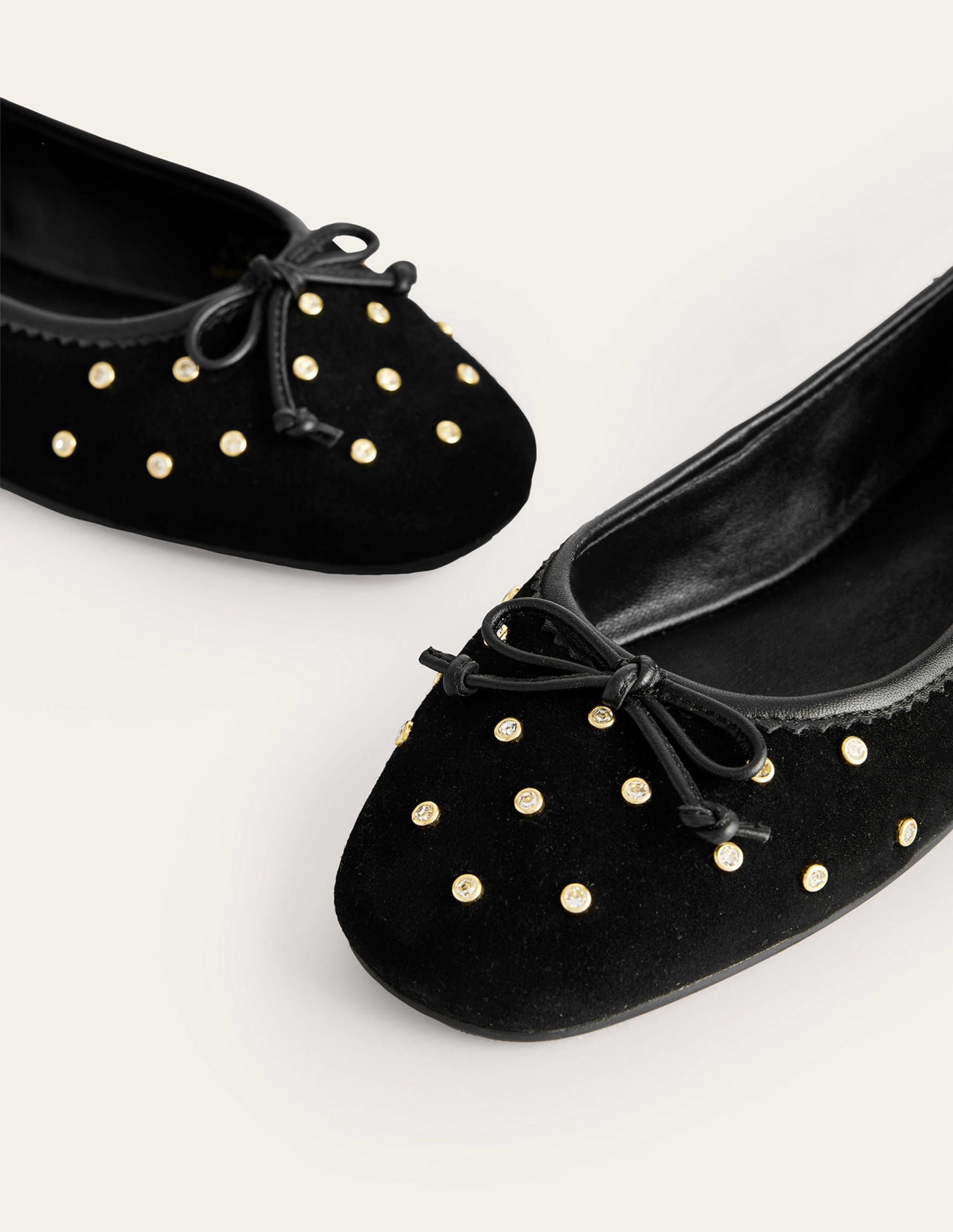 Kitty Flexi Sole Ballet Pumps-Crystal Black Suede - Image 4