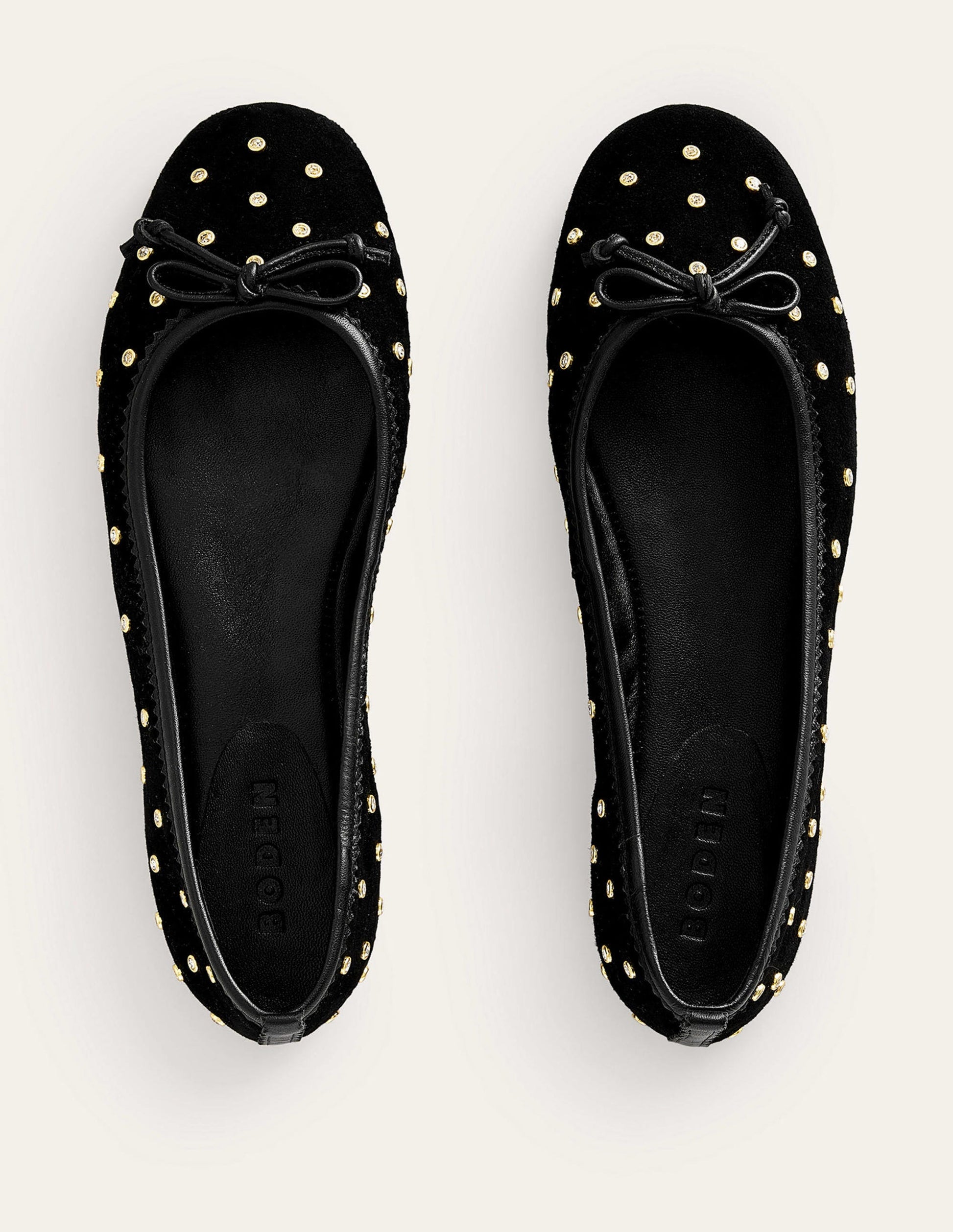 Kitty Flexi Sole Ballet Pumps-Crystal Black Suede-5