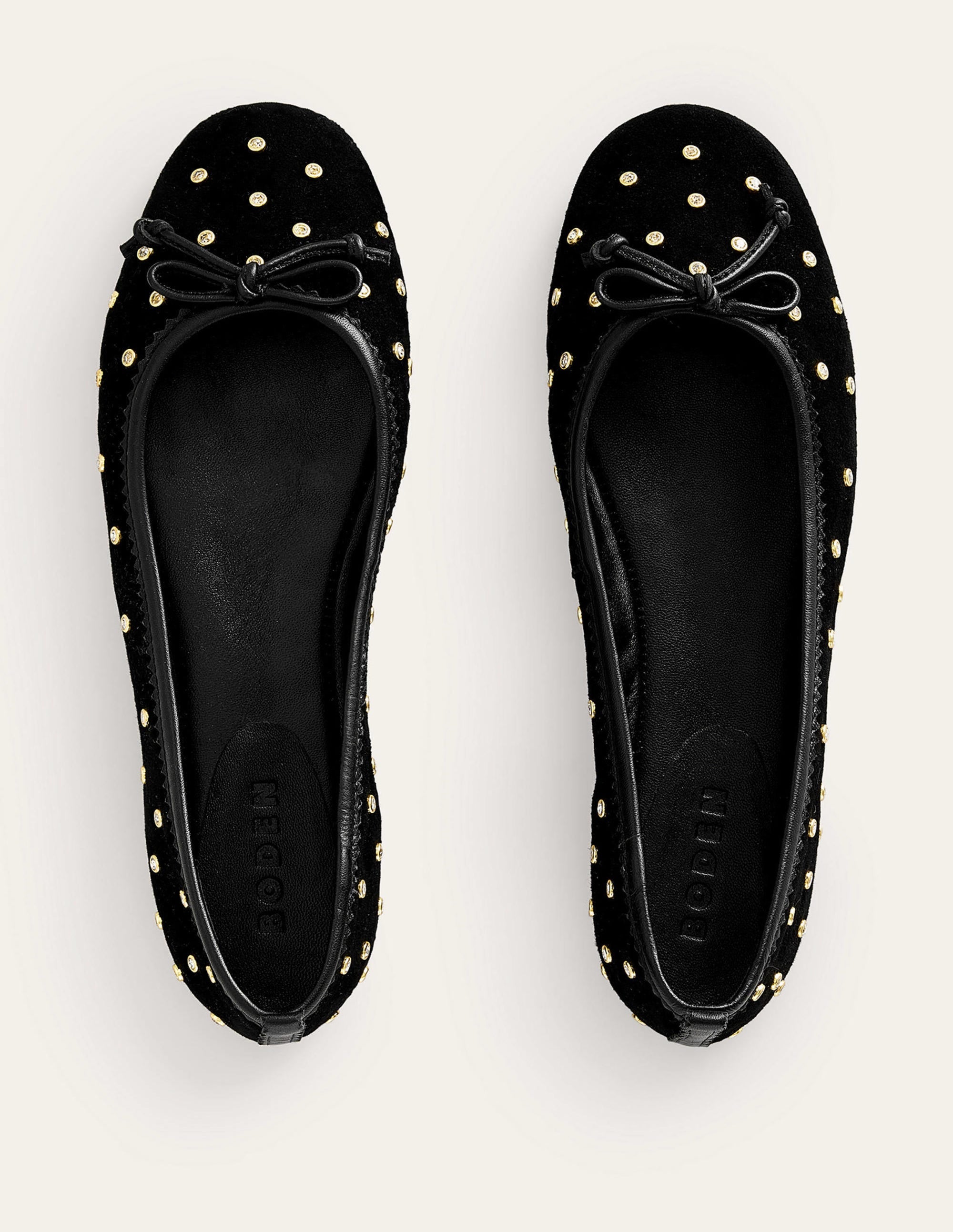 Kitty Flexi Sole Ballet Pumps-Crystal Black Suede - Image 5