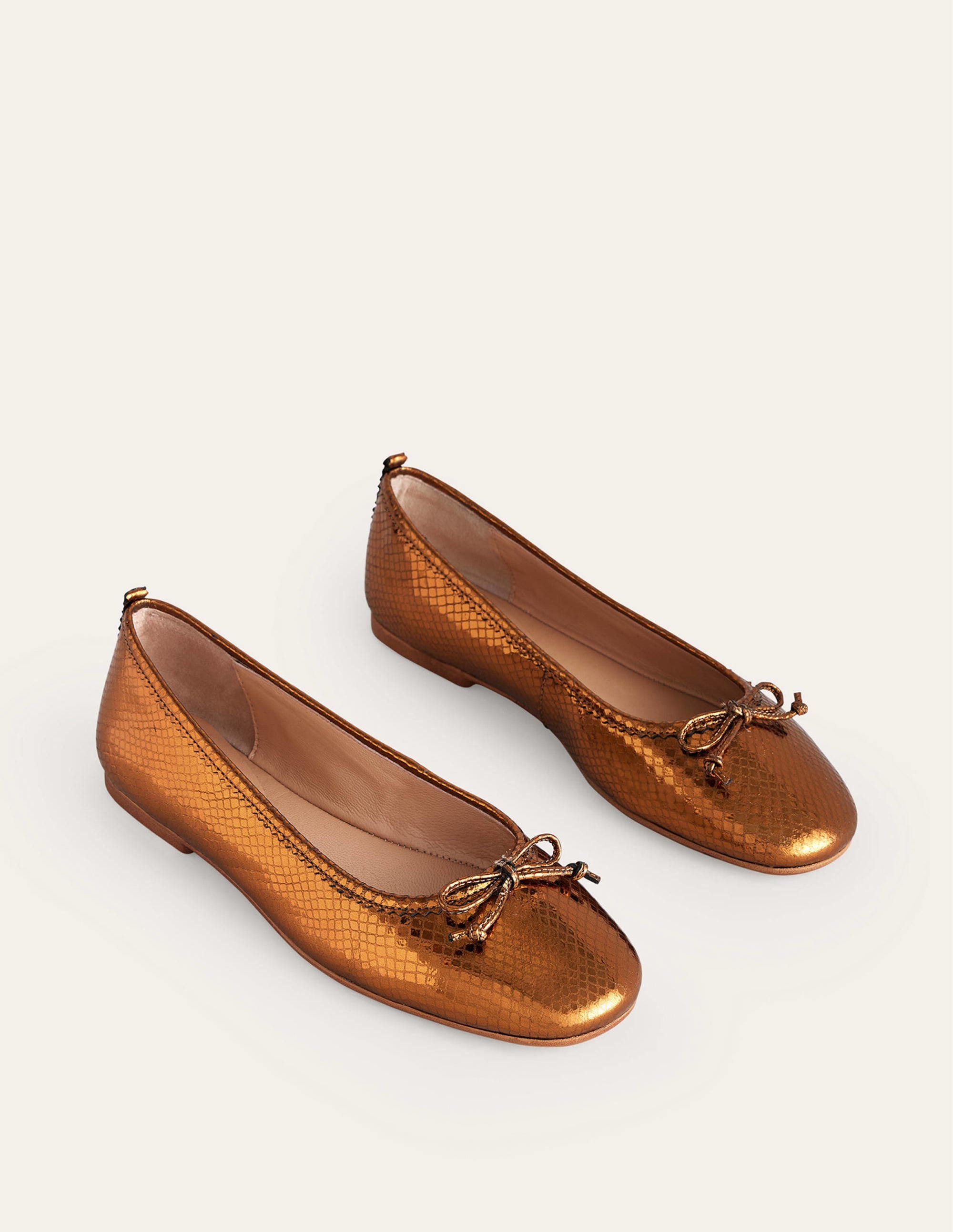 Kitty Flexi Sole Ballet Pumps-Bronze Metallic Snake - Image 3