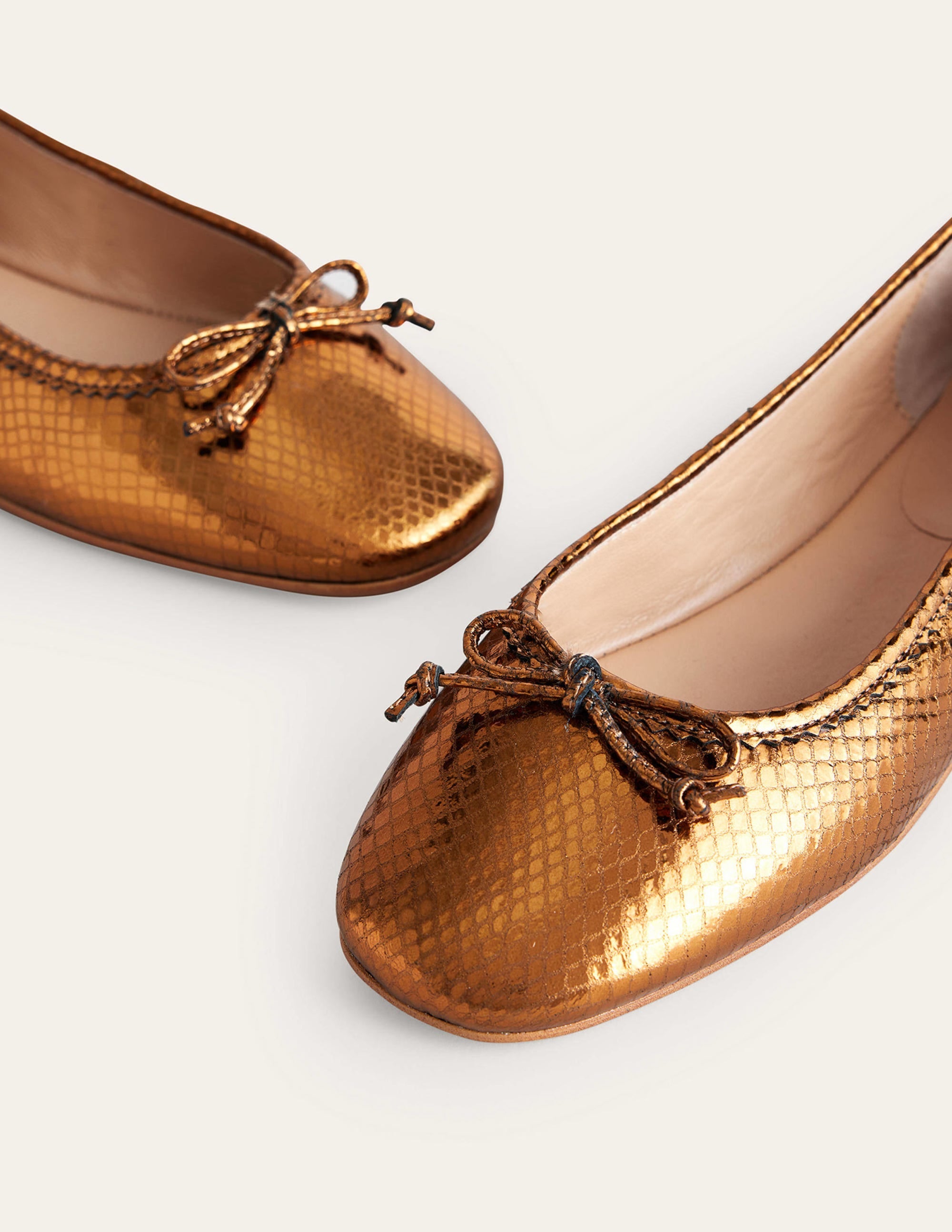 Kitty Flexi Sole Ballet Pumps-Bronze Metallic Snake - Image 4