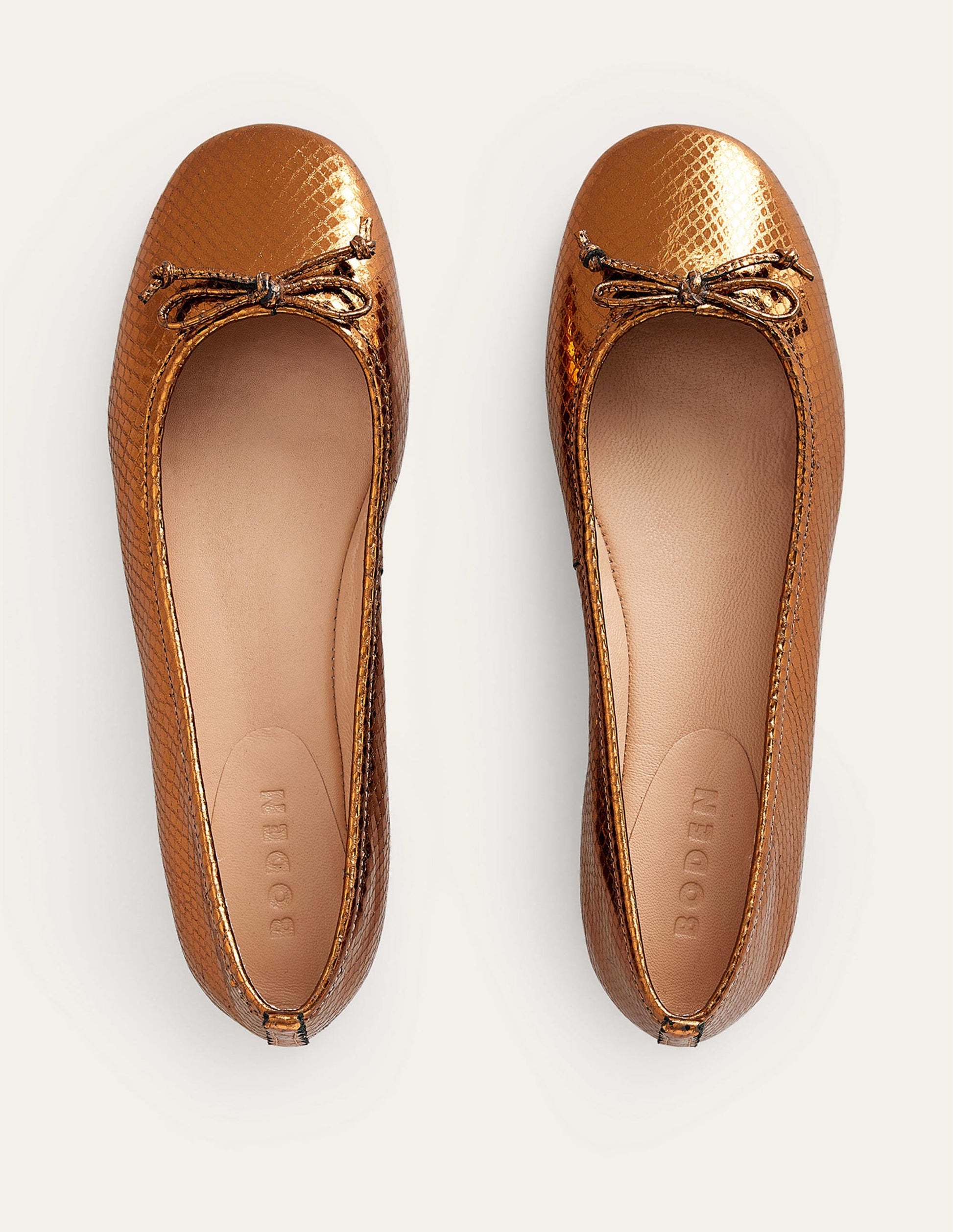 Kitty Flexi Sole Ballet Pumps-Bronze Metallic Snake-5