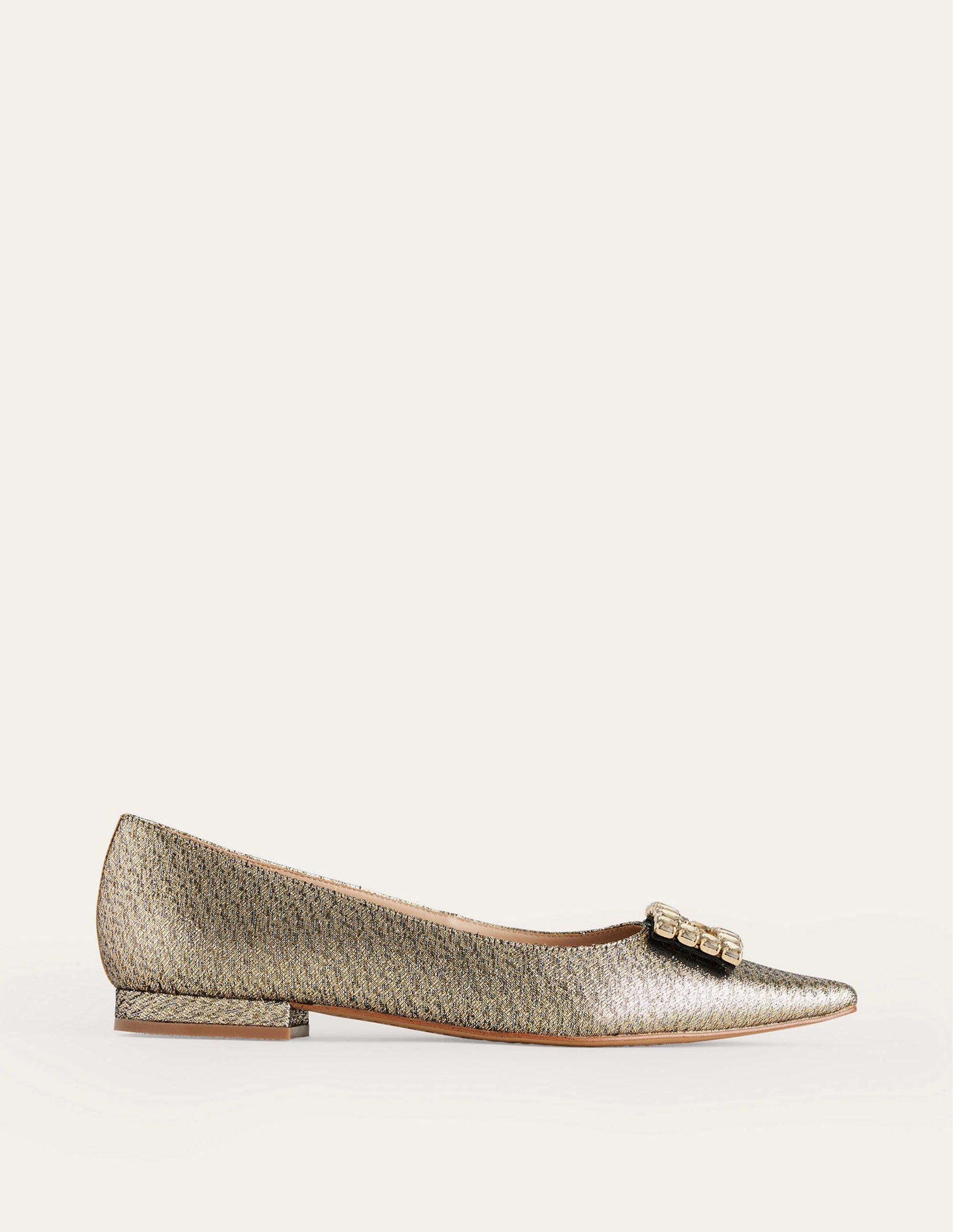 Jewelled-Buckle Flats-Gold Metallic-1