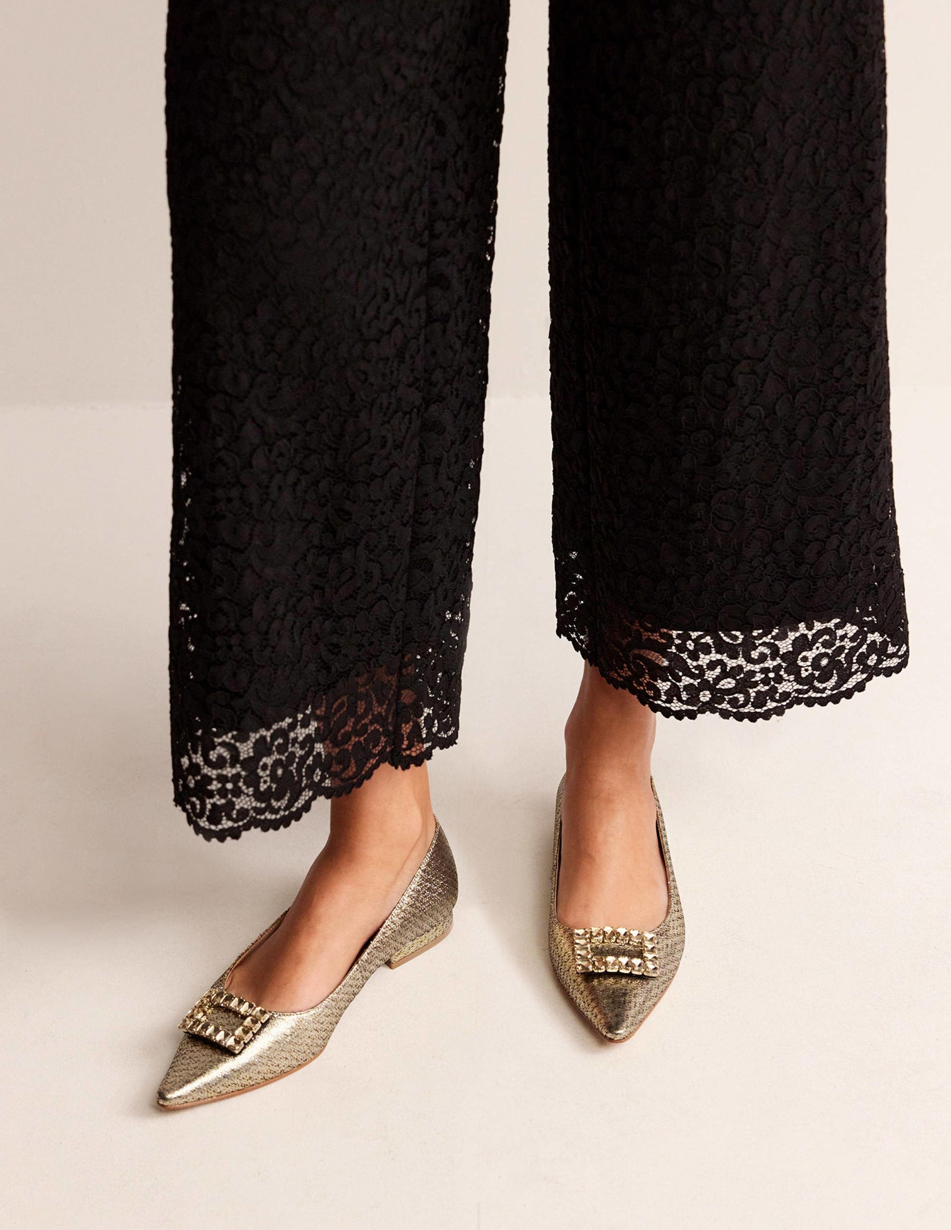 Jewelled-Buckle Flats-Gold Metallic-5