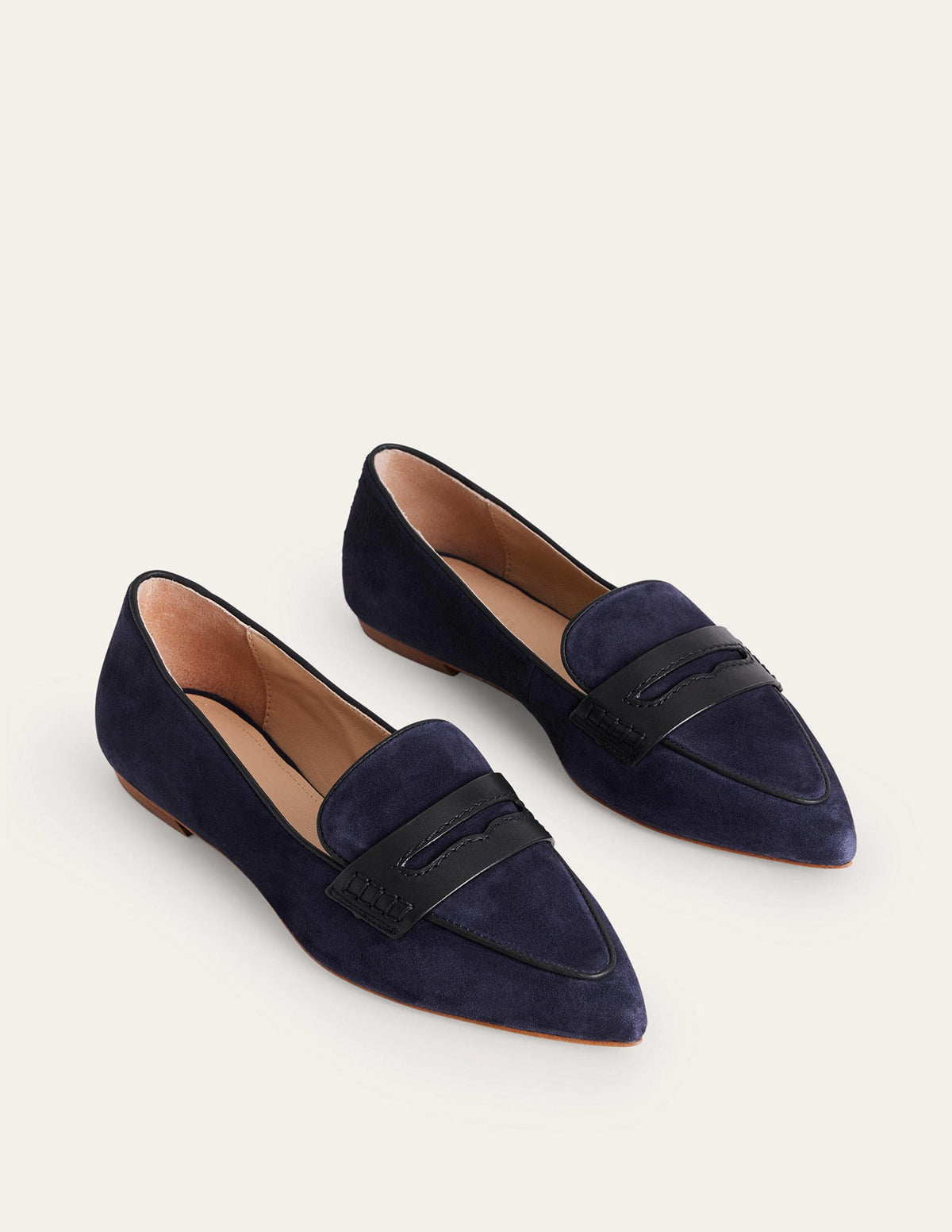 Pointed Loafers-Navy Suede-3
