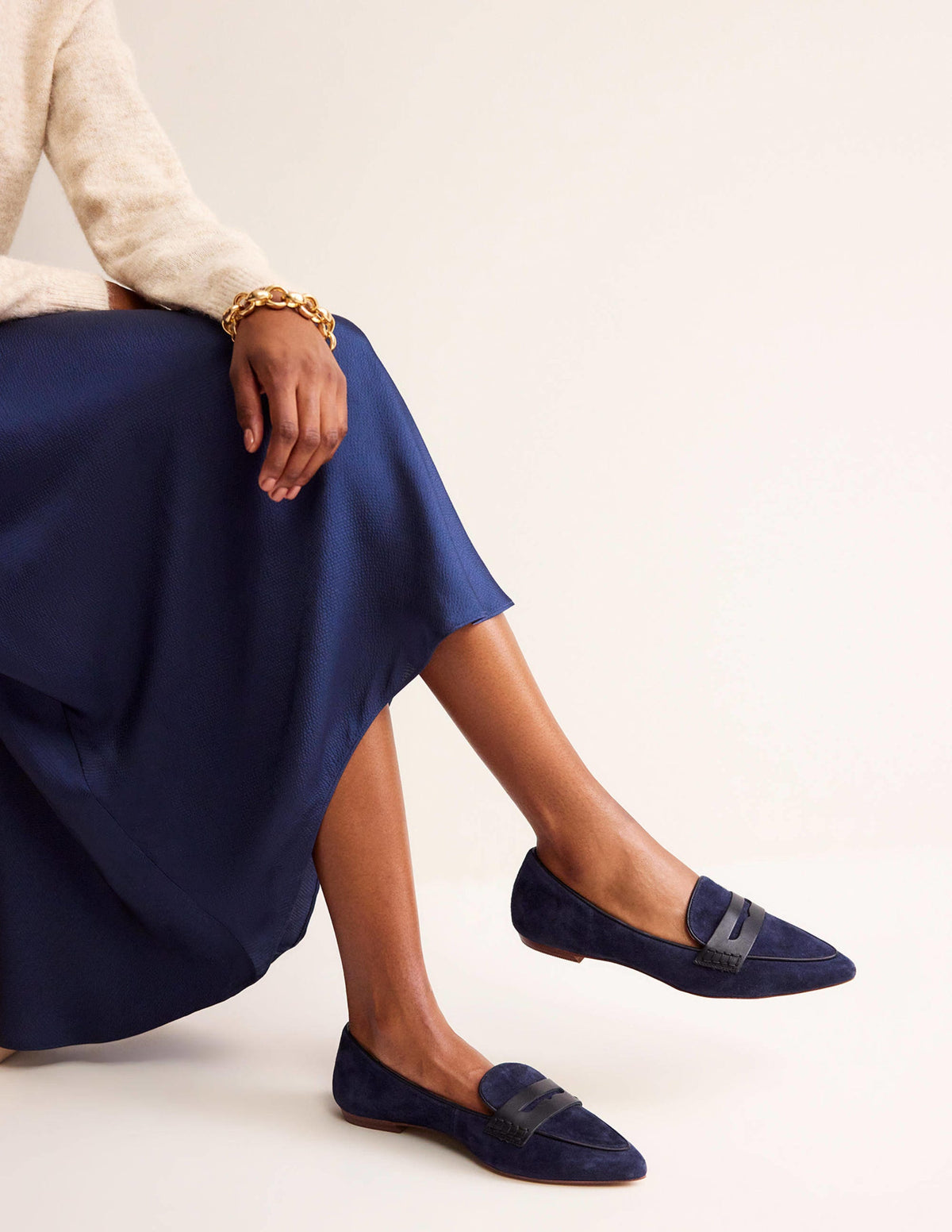 Pointed Loafers-Navy Suede - Image 1