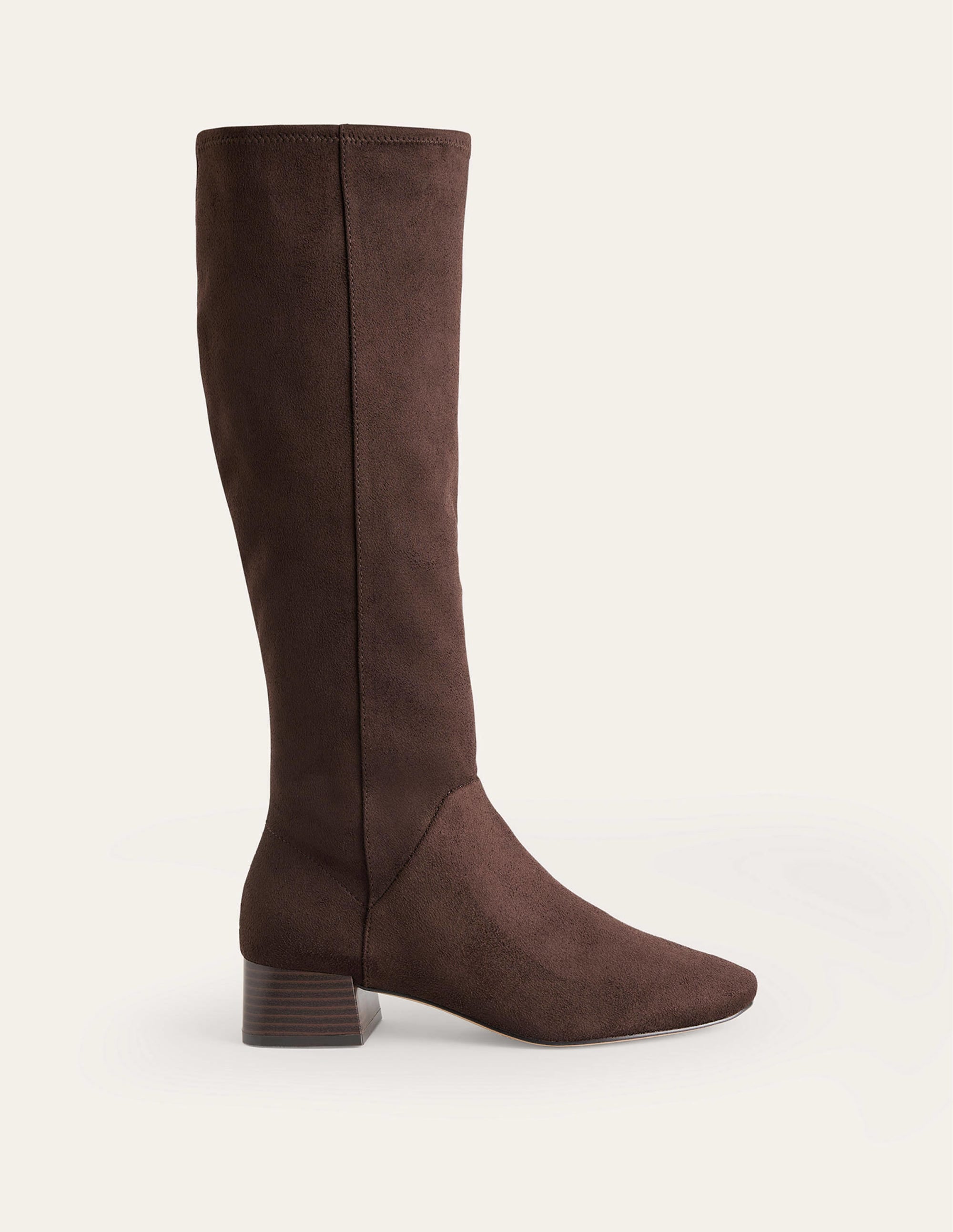 Cara Flat Stretch Knee Boots-Mahogany - Image 2