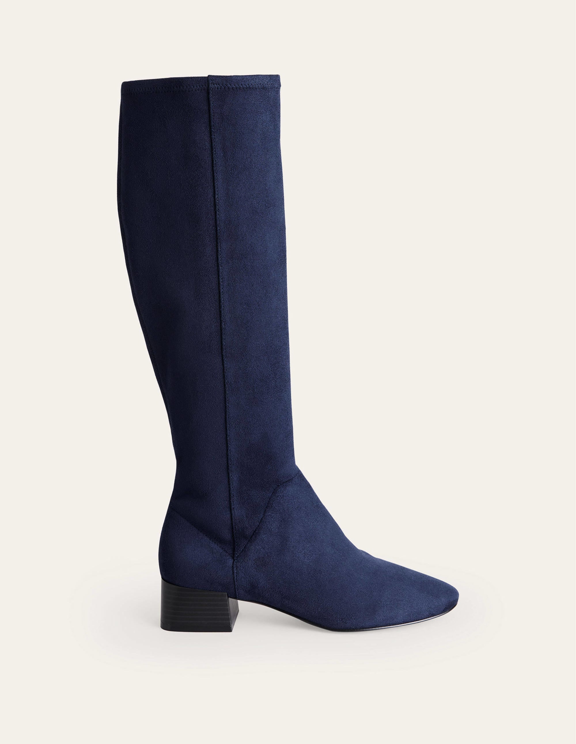 Cara Flat Stretch Knee Boots-Navy - Image 1