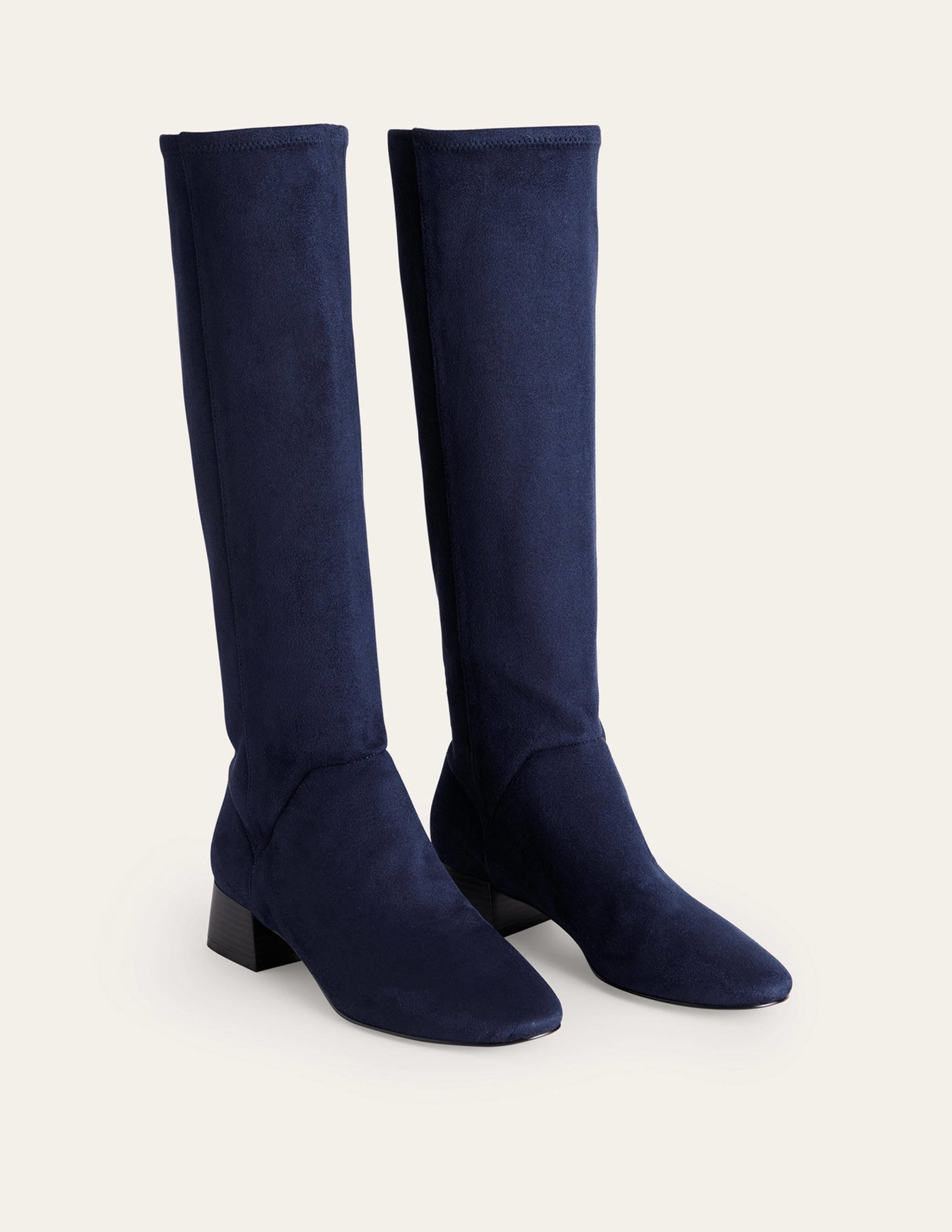 Cara Flat Stretch Knee Boots-Navy - Image 2