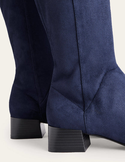 Cara Flat Stretch Knee Boots-Navy-3