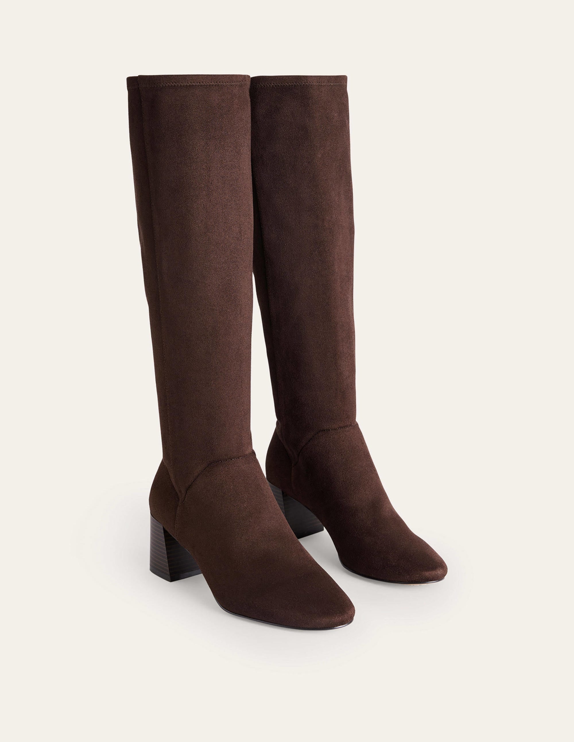Cara Heeled Stretch Knee Boots-Mahogany - Image 3