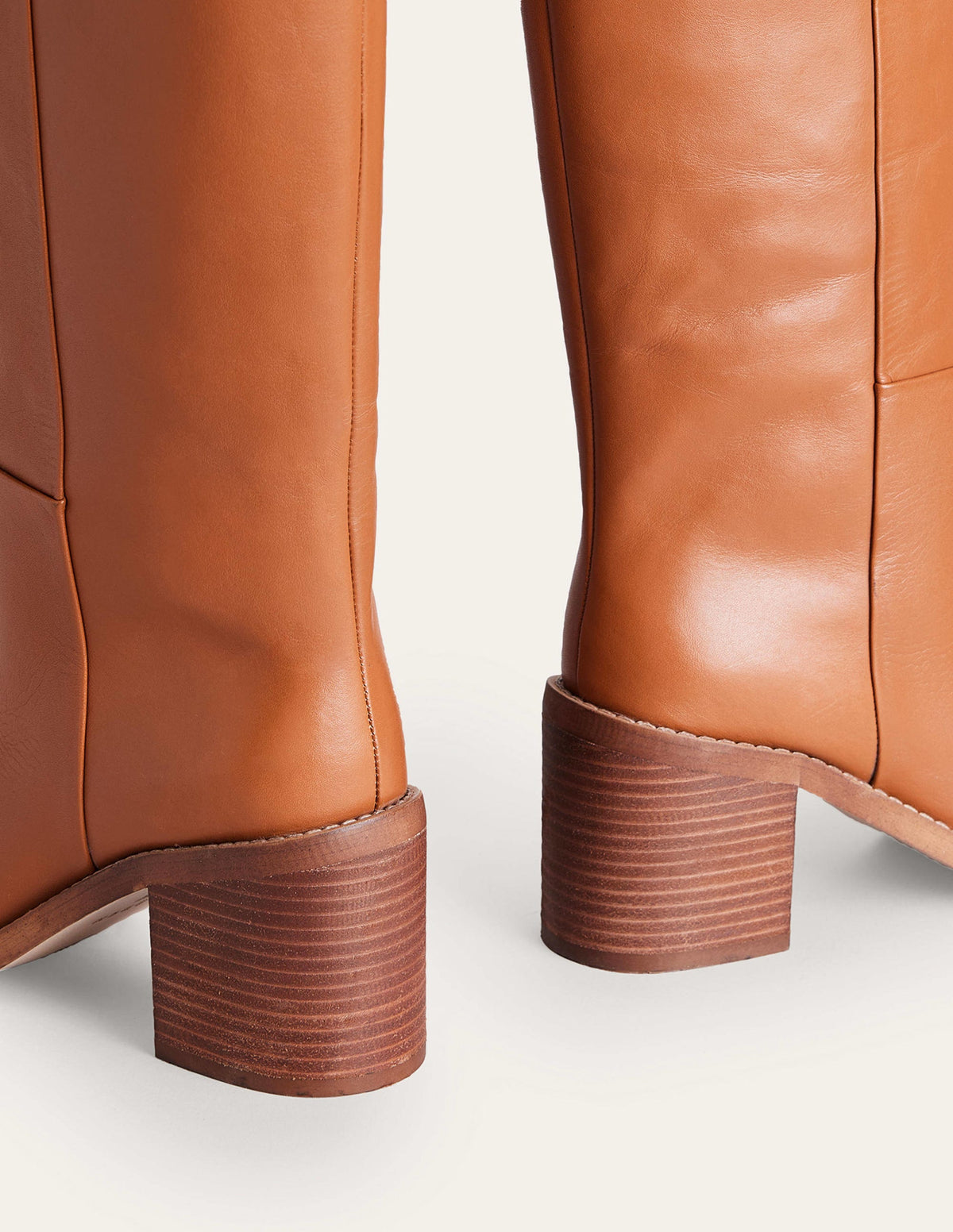 Straight Leather Knee Boots-Honey - Image 5