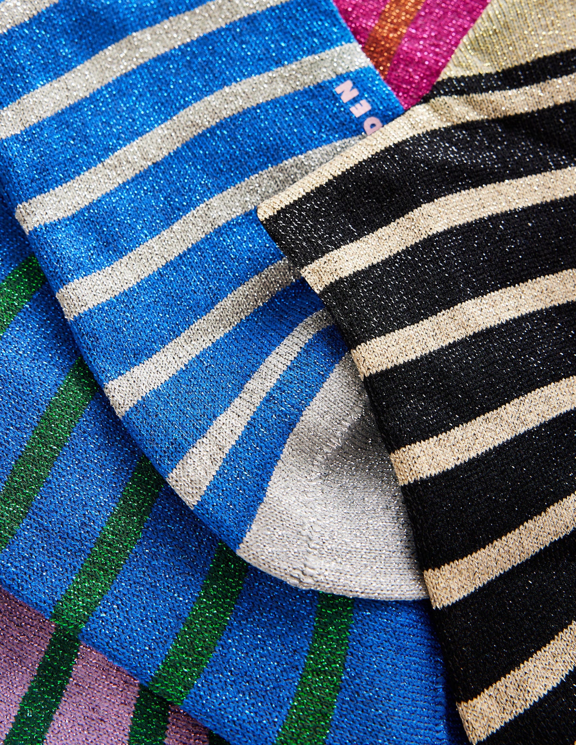 5-Pack Sparkle Ankle Socks-Metallic Stripe-2