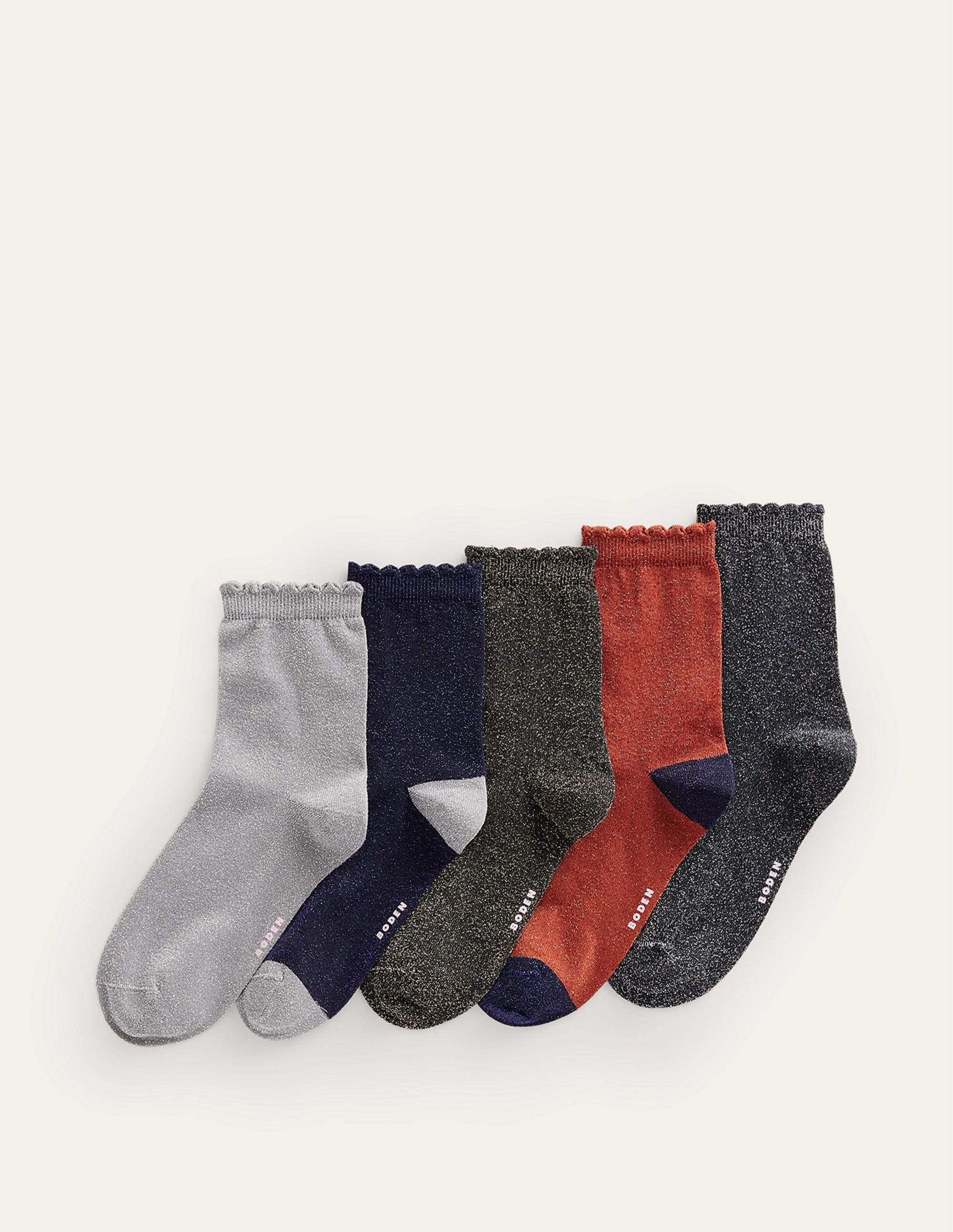 5-Pack Sparkle Ankle Socks-Metallic Neutral - Image 1