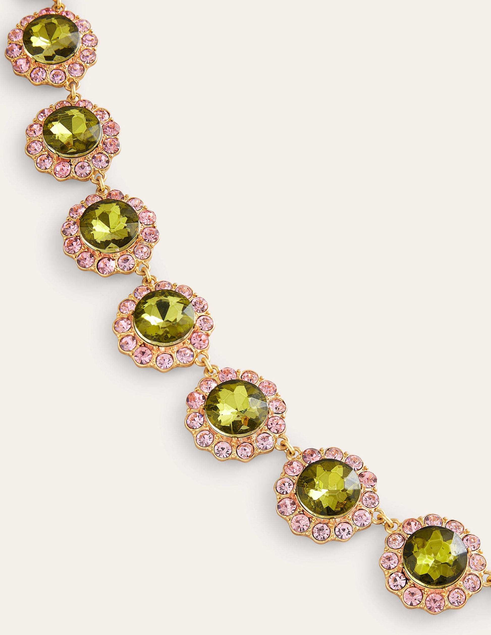 Embellished Flower Necklace-Green-3