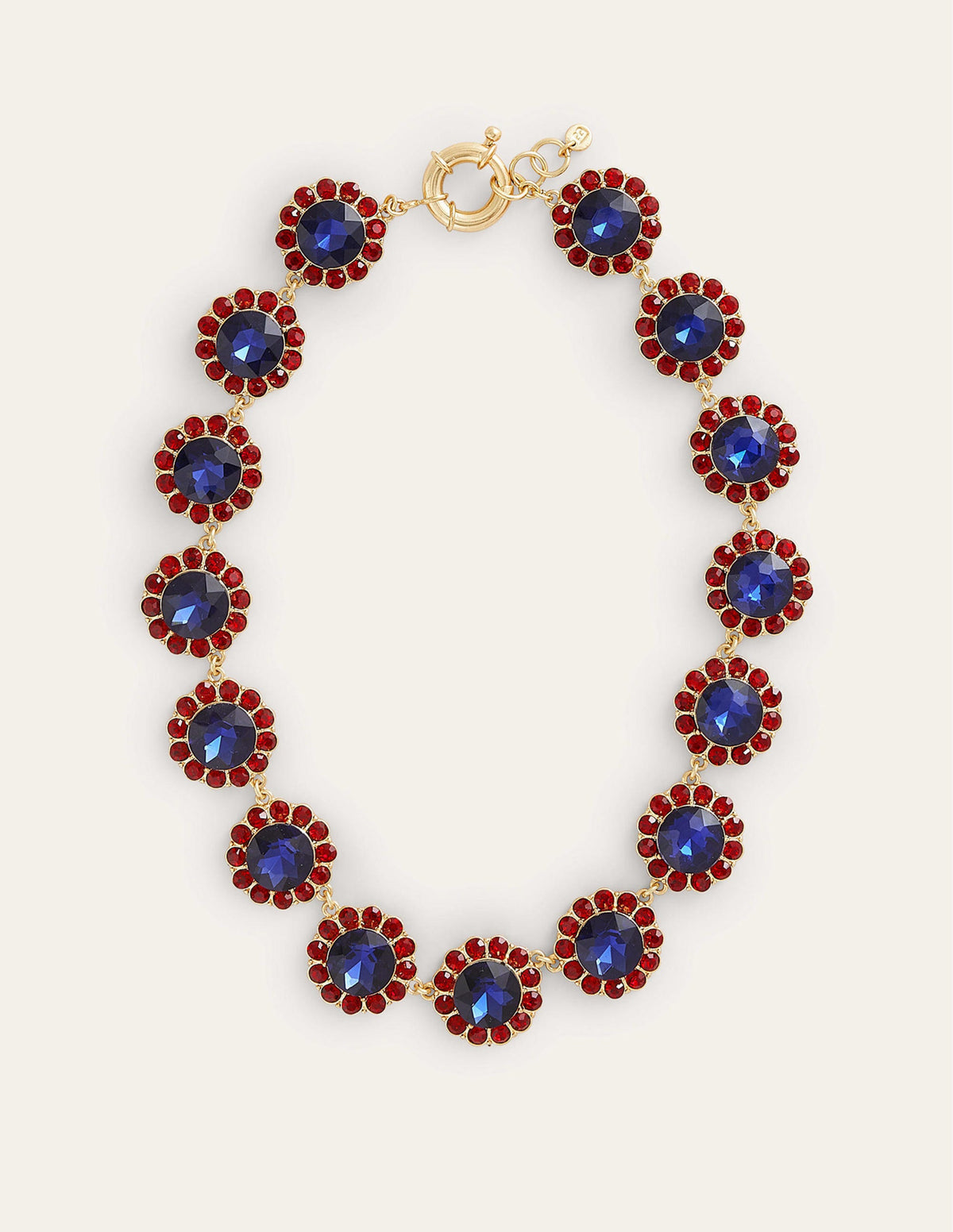 Embellished Flower Necklace-RED/BLUE - Image 2