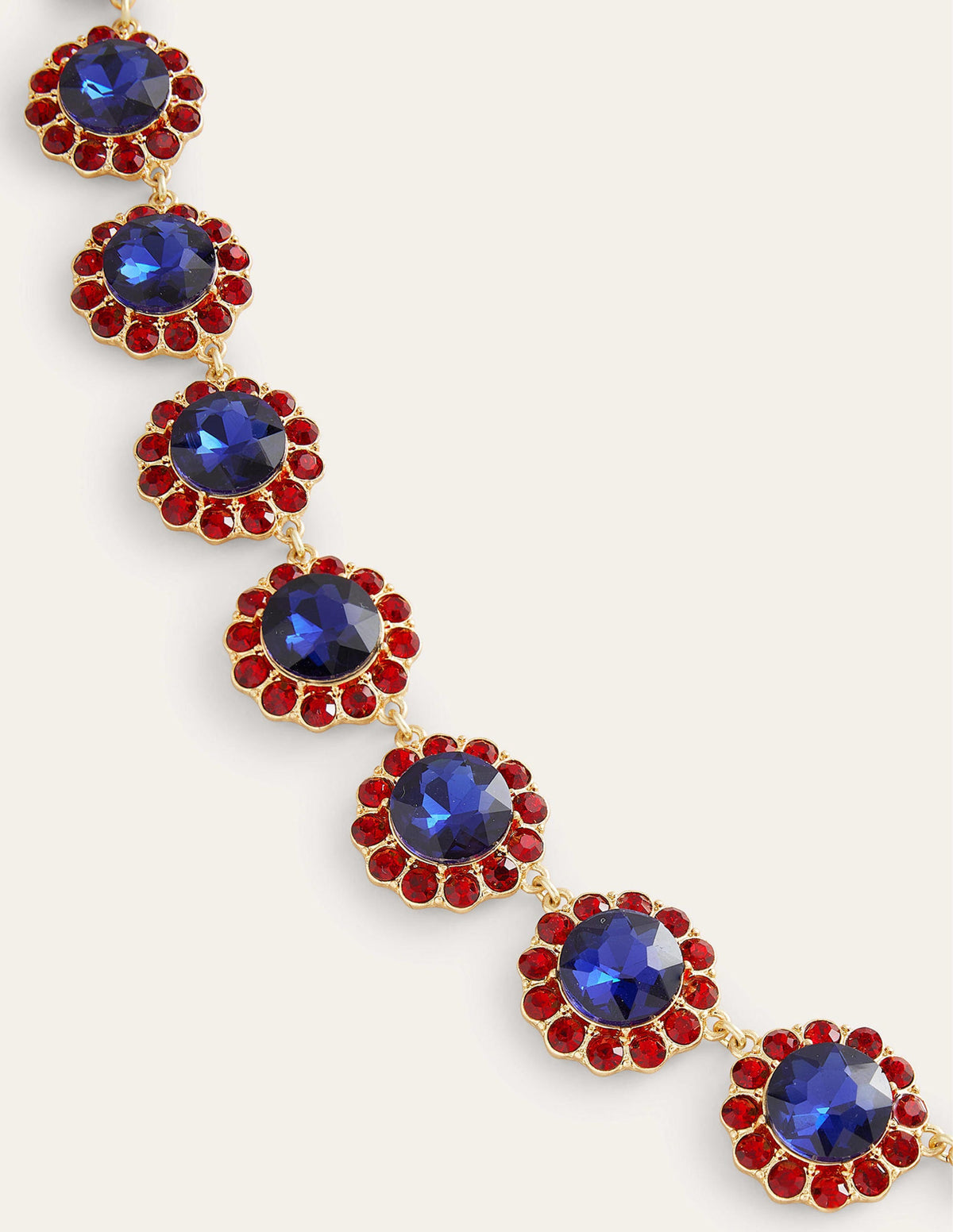 Embellished Flower Necklace-RED/BLUE-3