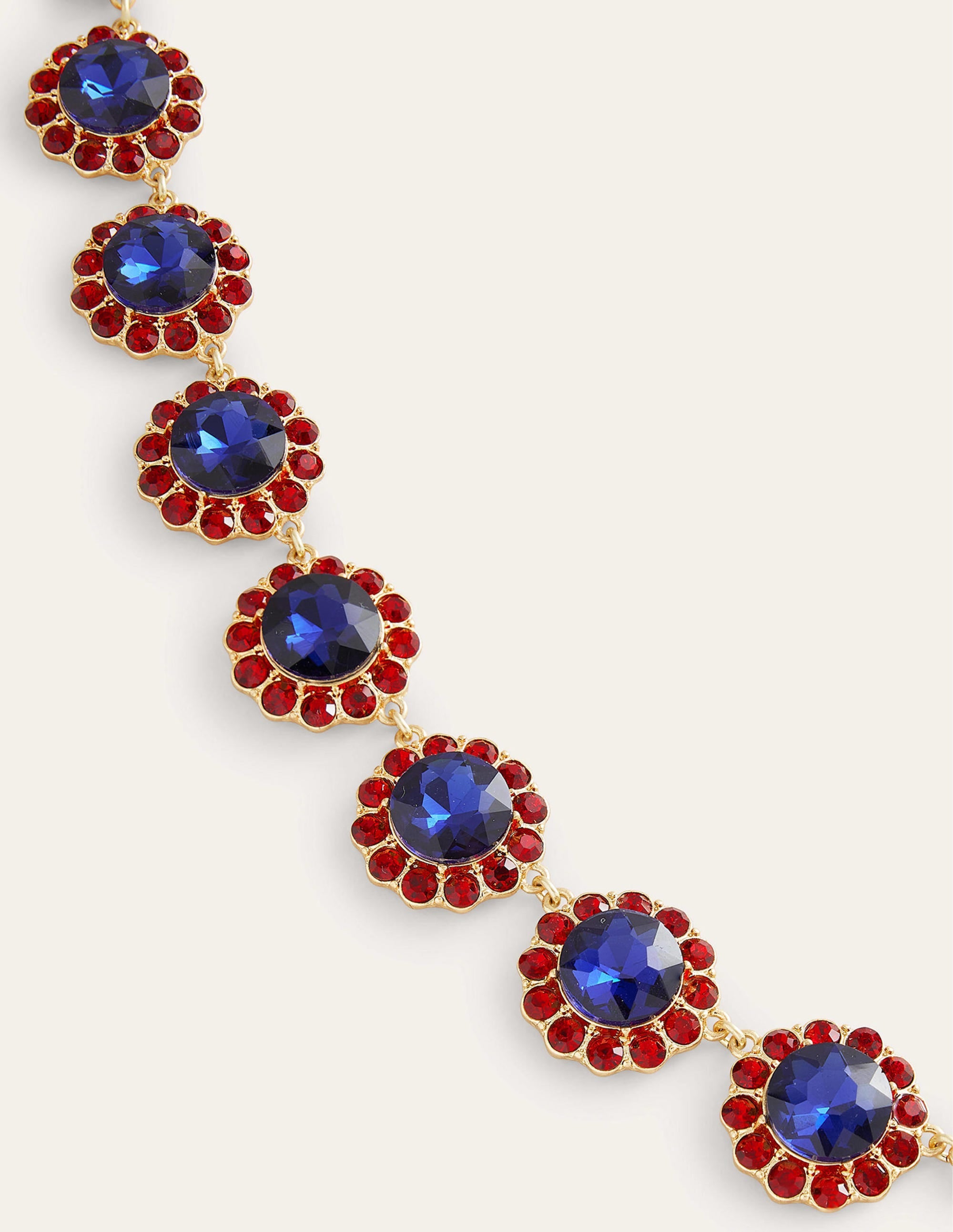 Embellished Flower Necklace-RED/BLUE - Image 3