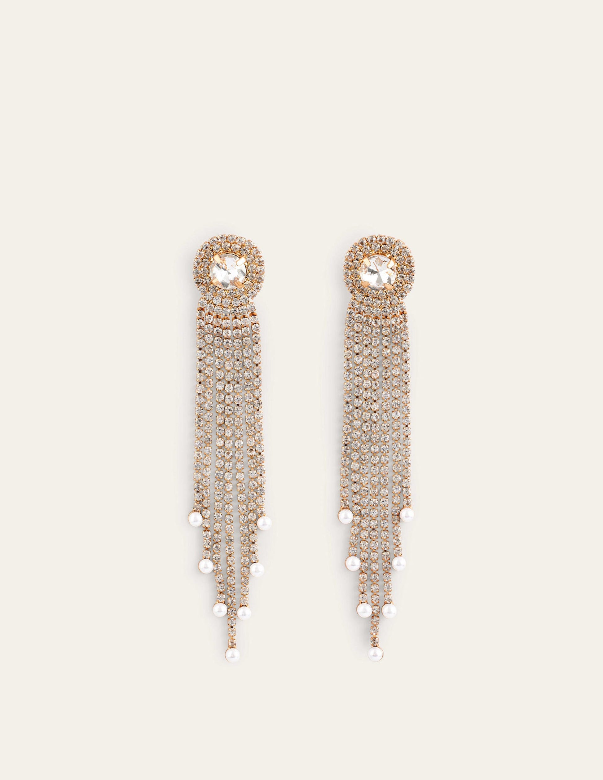 Jewelled Fringe Earrings-Silver-2
