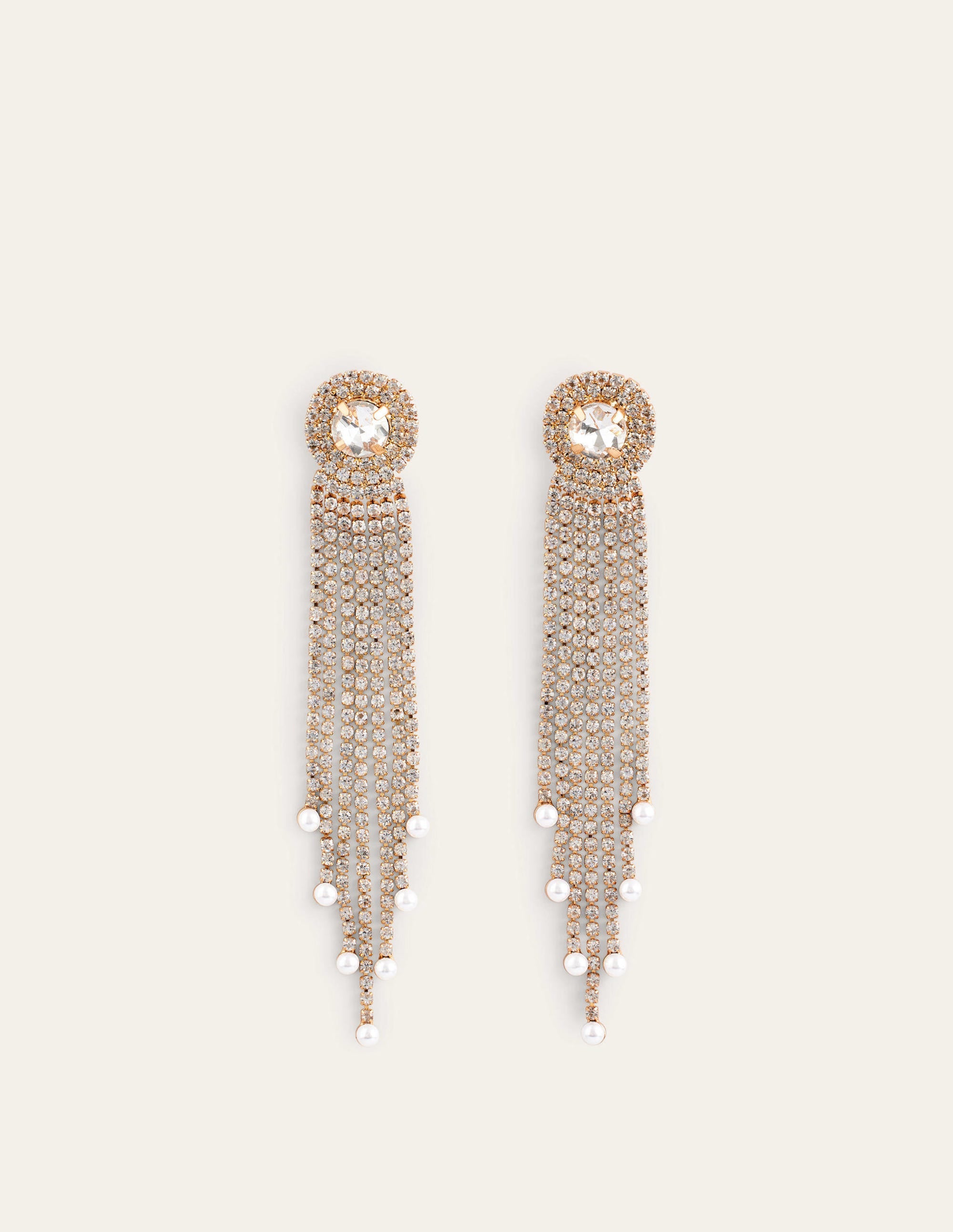 Jewelled Fringe Earrings-Silver - Image 2