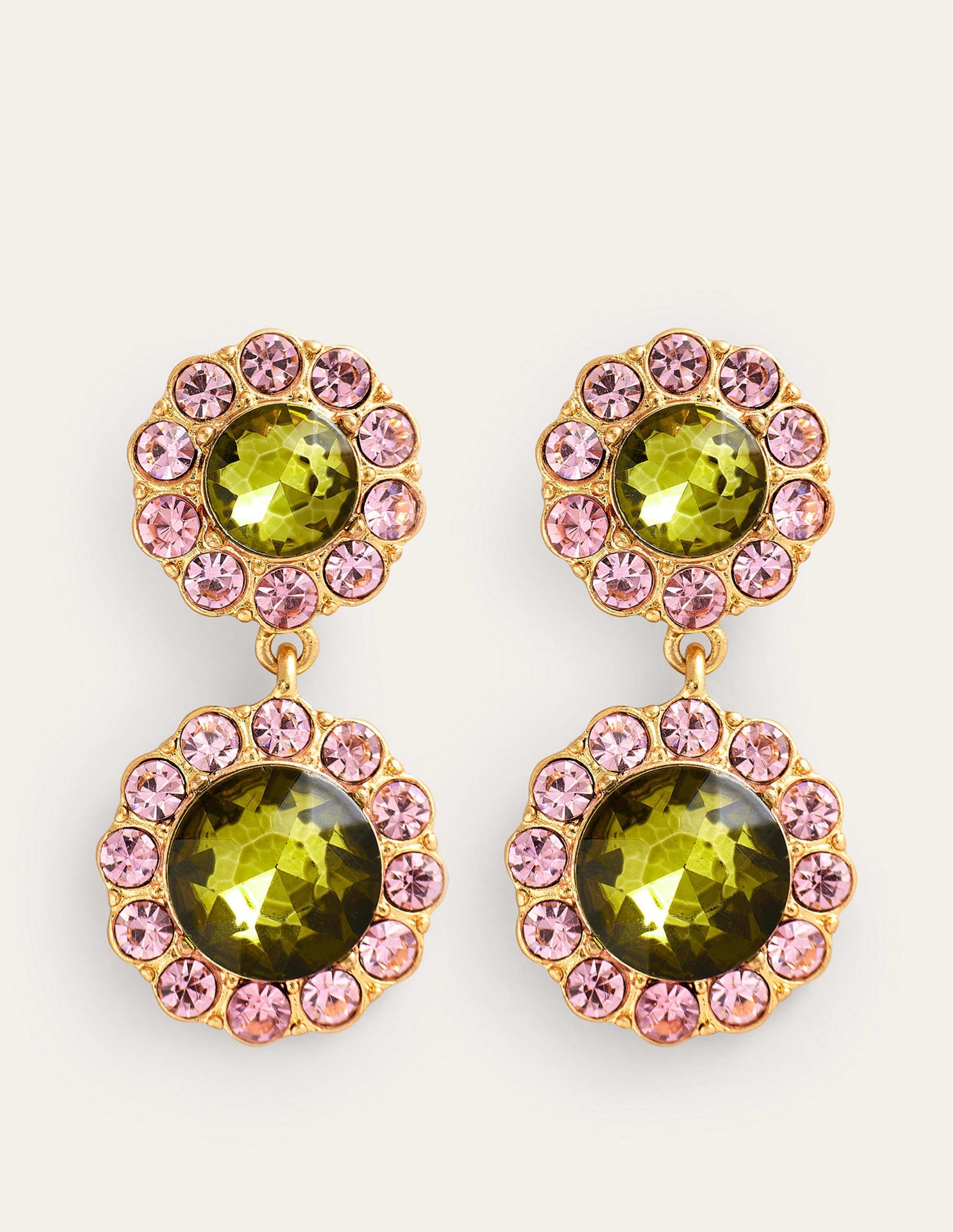 Embellished Flower Earrings-Green-2