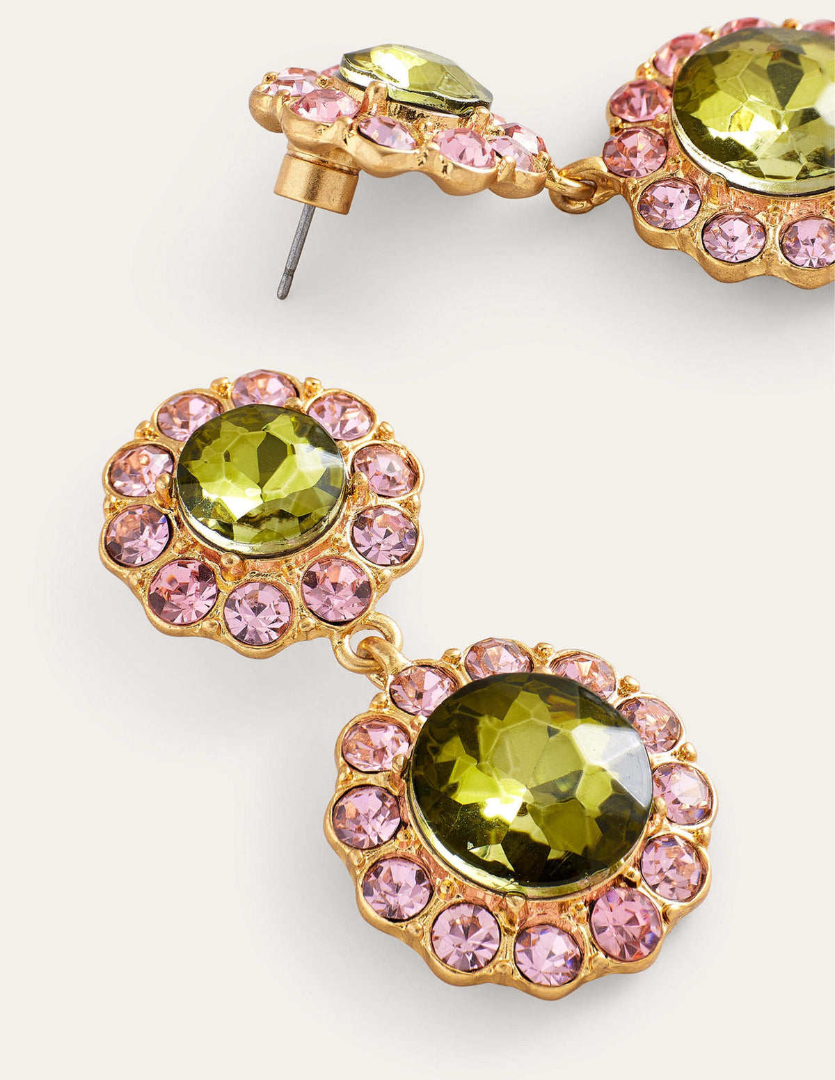 Embellished Flower Earrings-Green-3