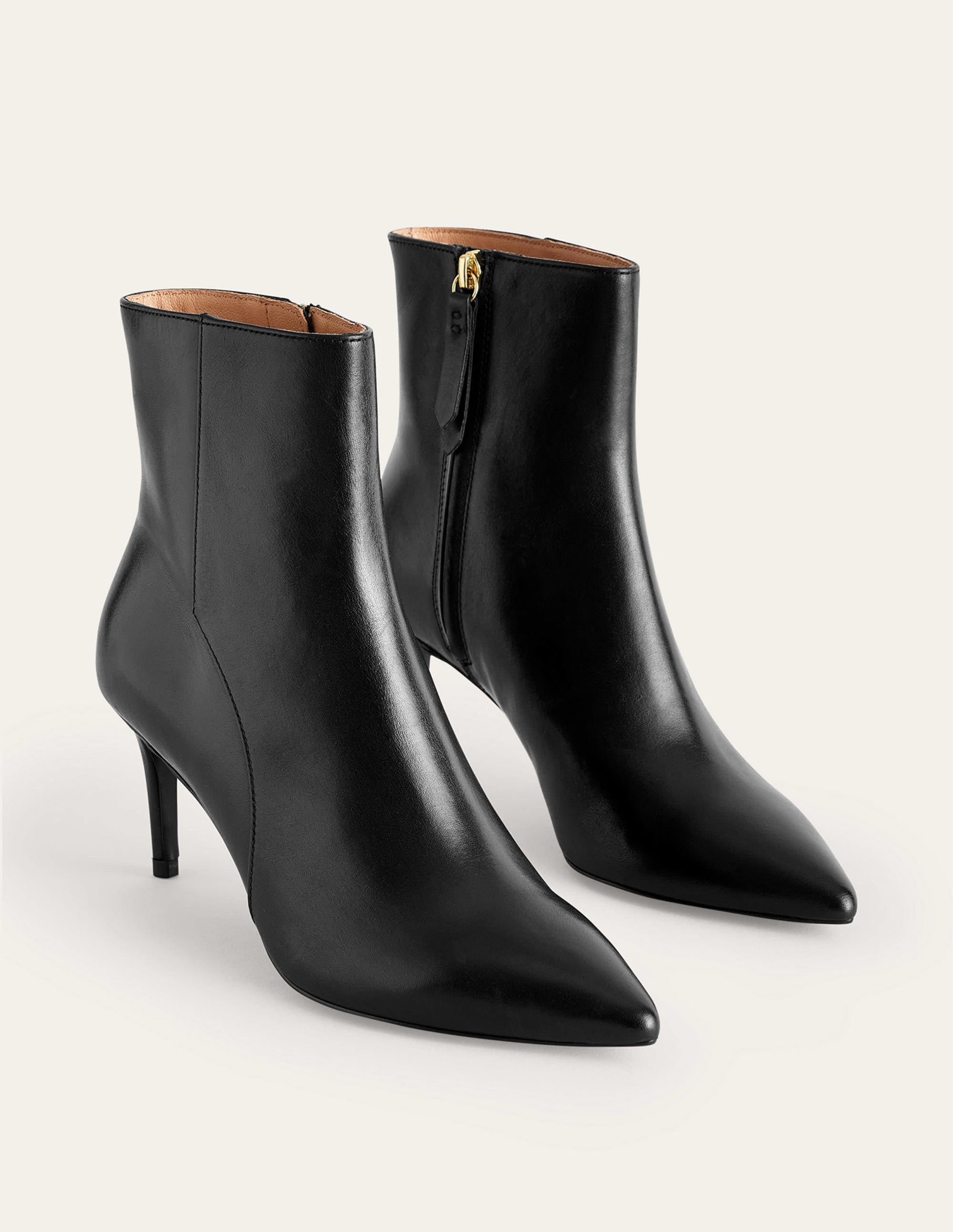 Pointed-Toe Ankle Boots-Black Leather - Image 3