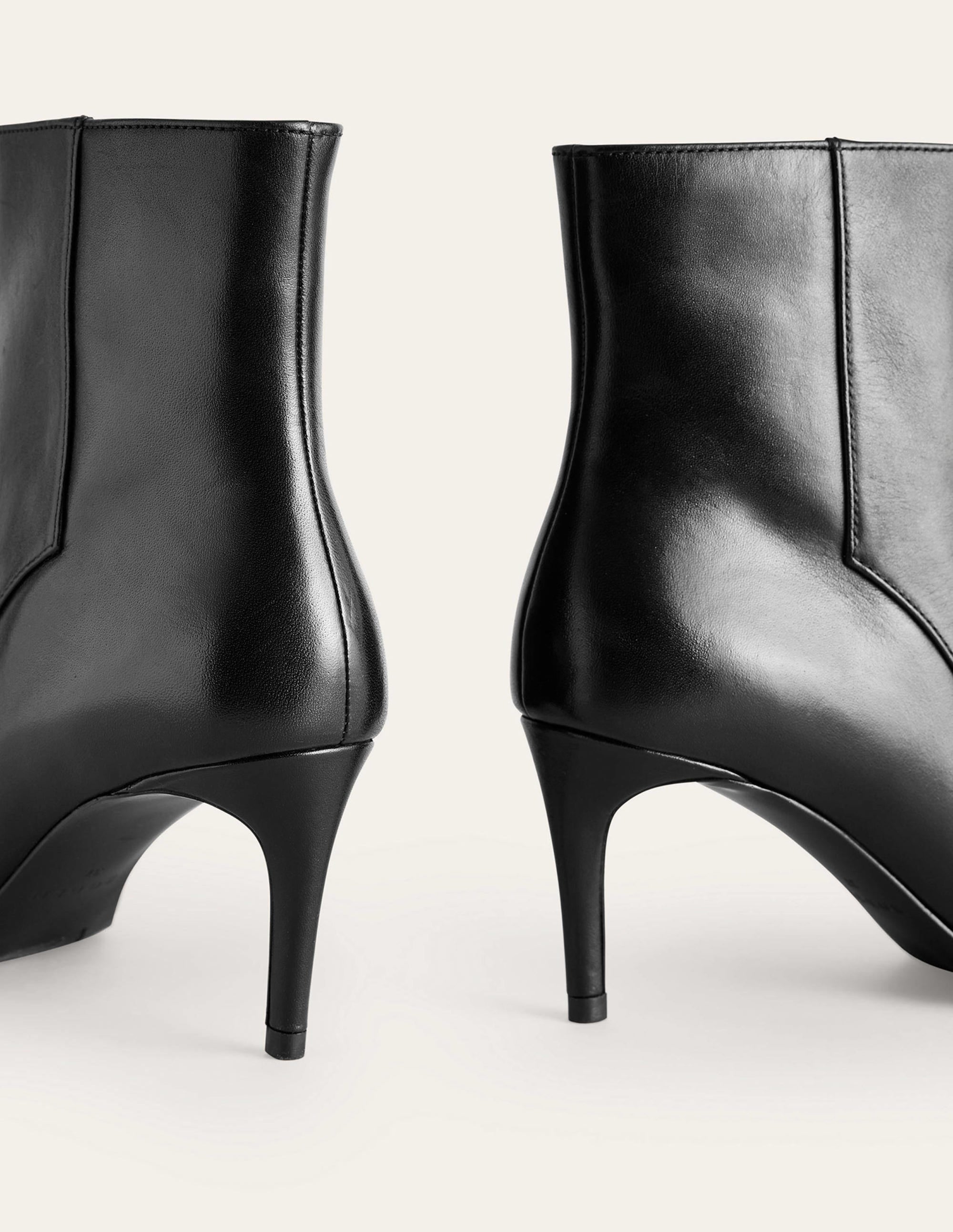 Pointed-Toe Ankle Boots-Black Leather - Image 4