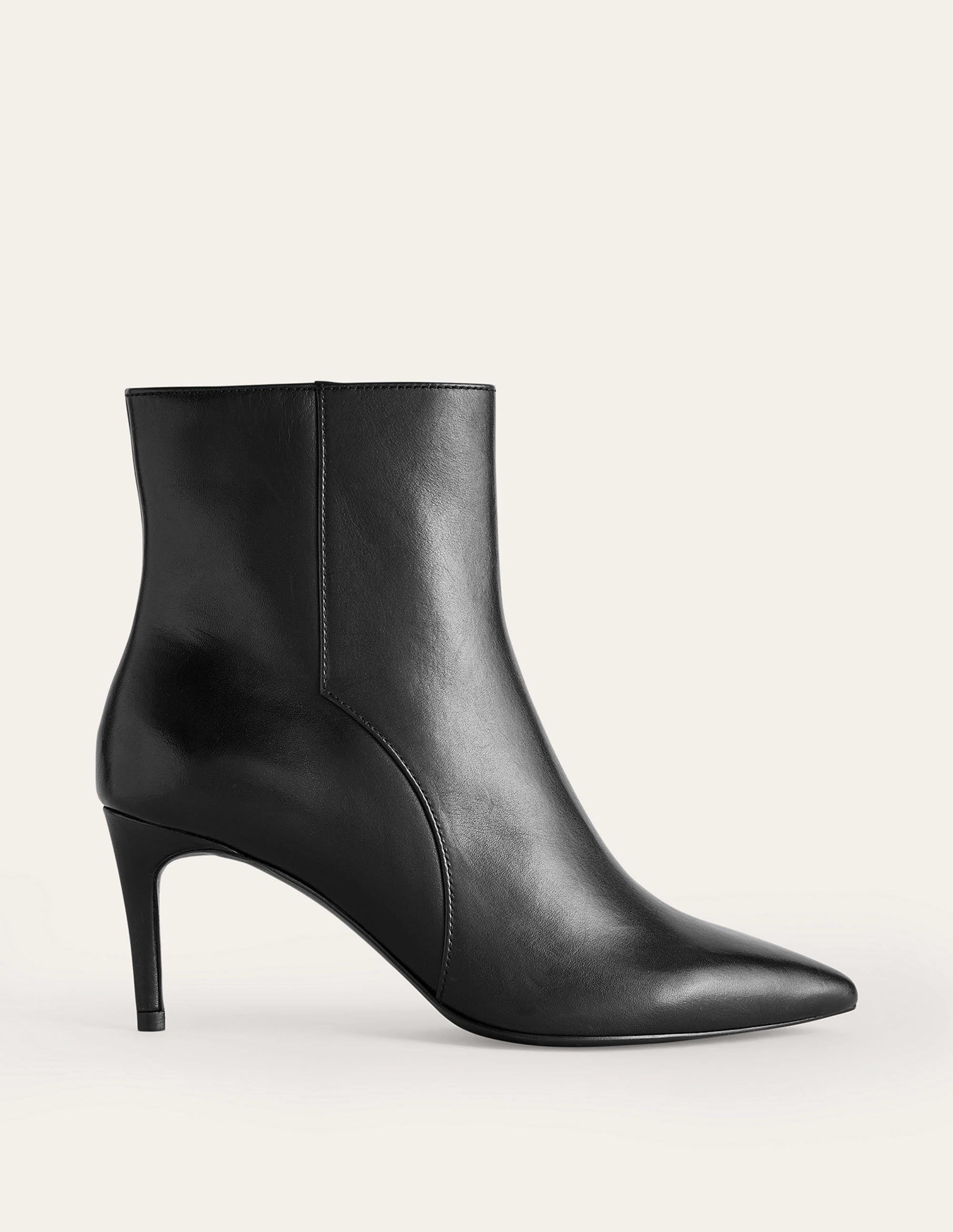 Pointed-Toe Ankle Boots-Black Leather - Image 2