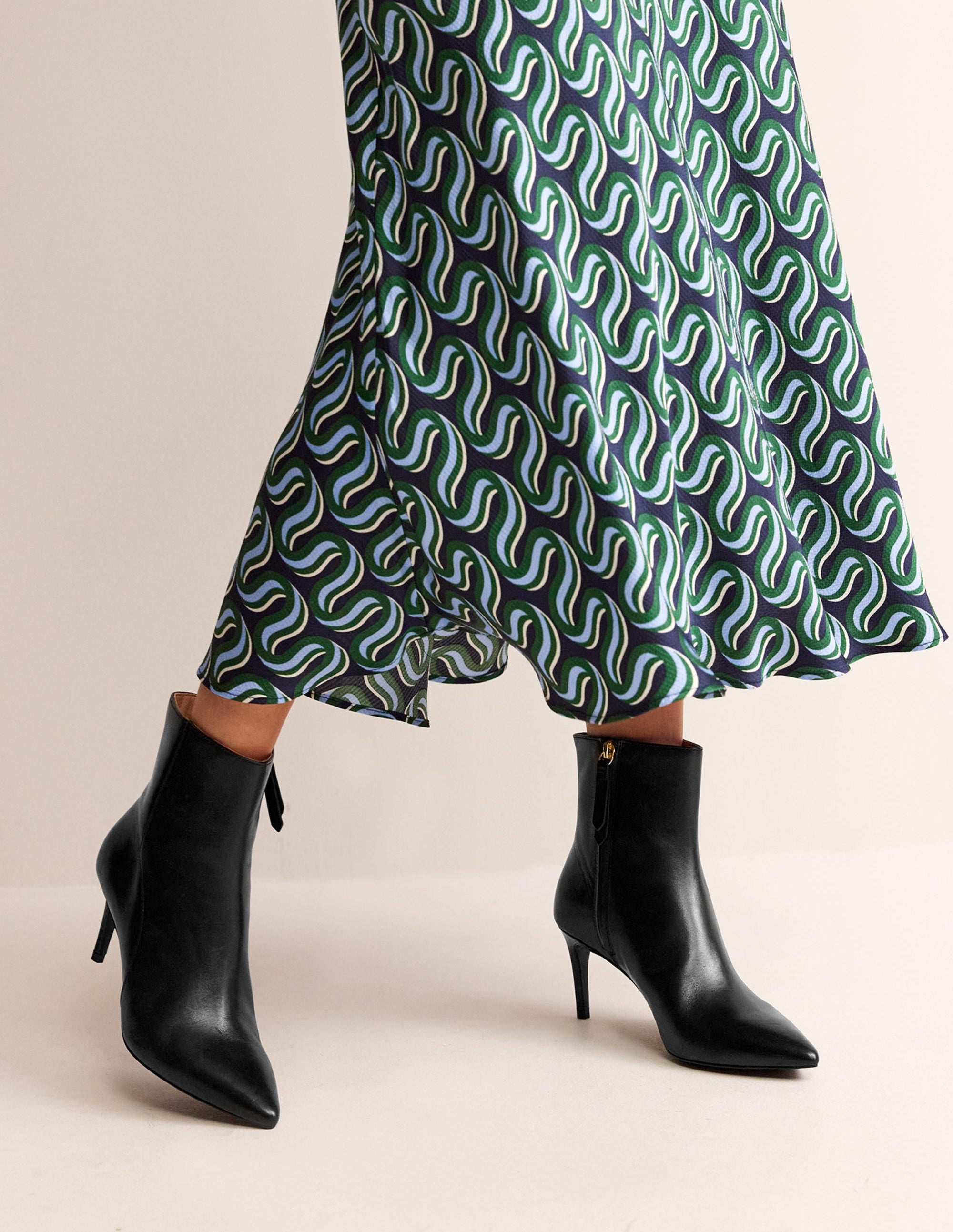 Pointed-Toe Ankle Boots-Black Leather - Image 1
