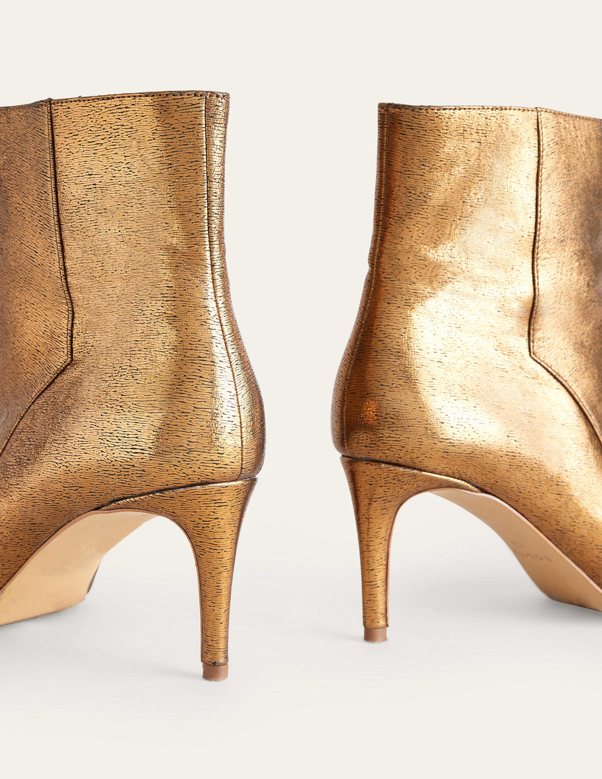 Pointed-Toe Ankle Boots-Gold Metallic Leather - Image 5