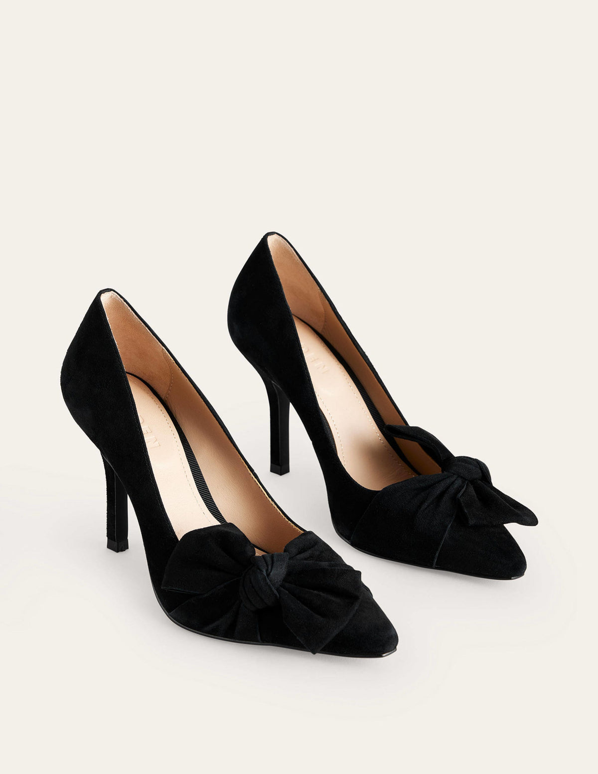 Suede-Bow Heeled Courts-Black Suede-2