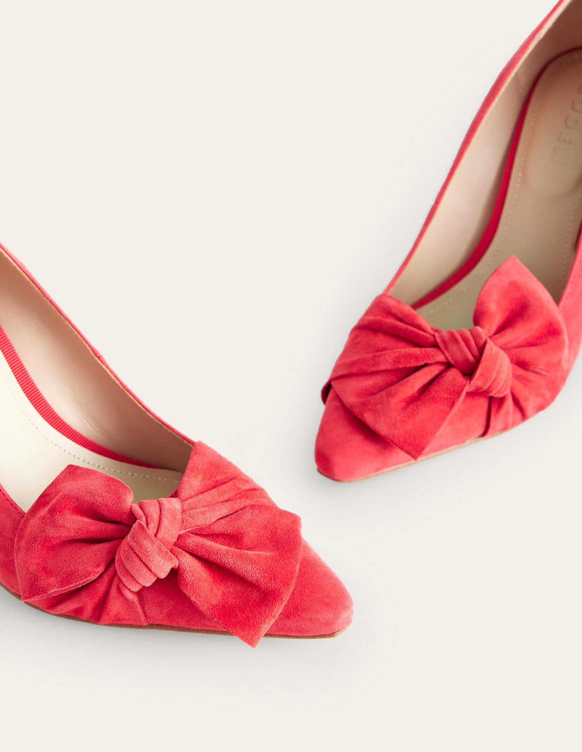 Suede-Bow Heeled Courts-Red Suede - Image 4