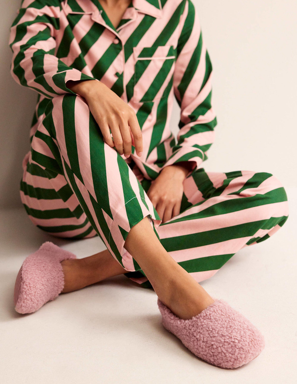 Borg Ballerina Slippers-Pink-1
