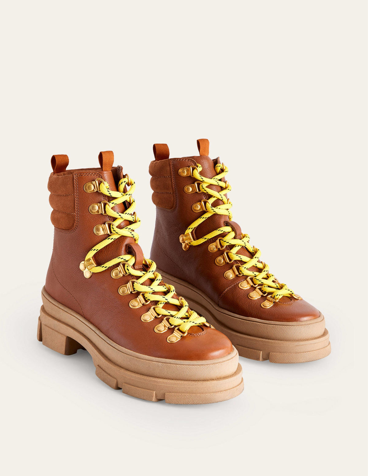 Lace up Hiker Boots-Honey Leather-3