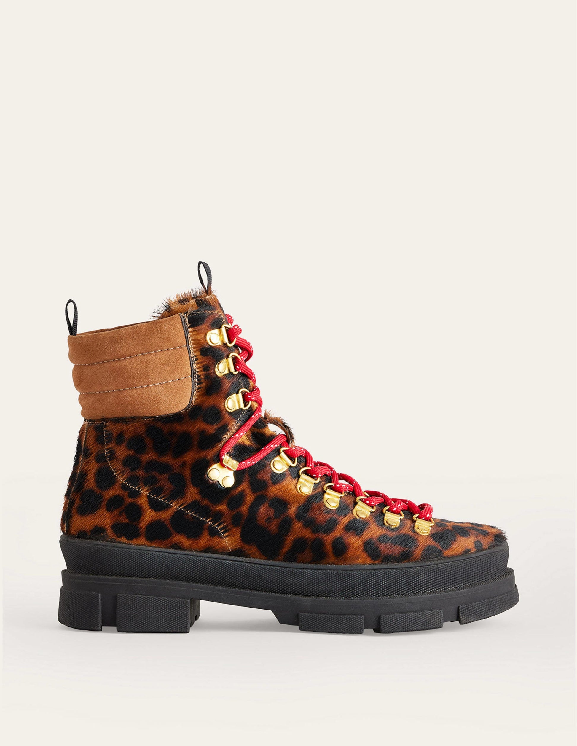 Lace up Hiker Boots-Leopard Pony-2