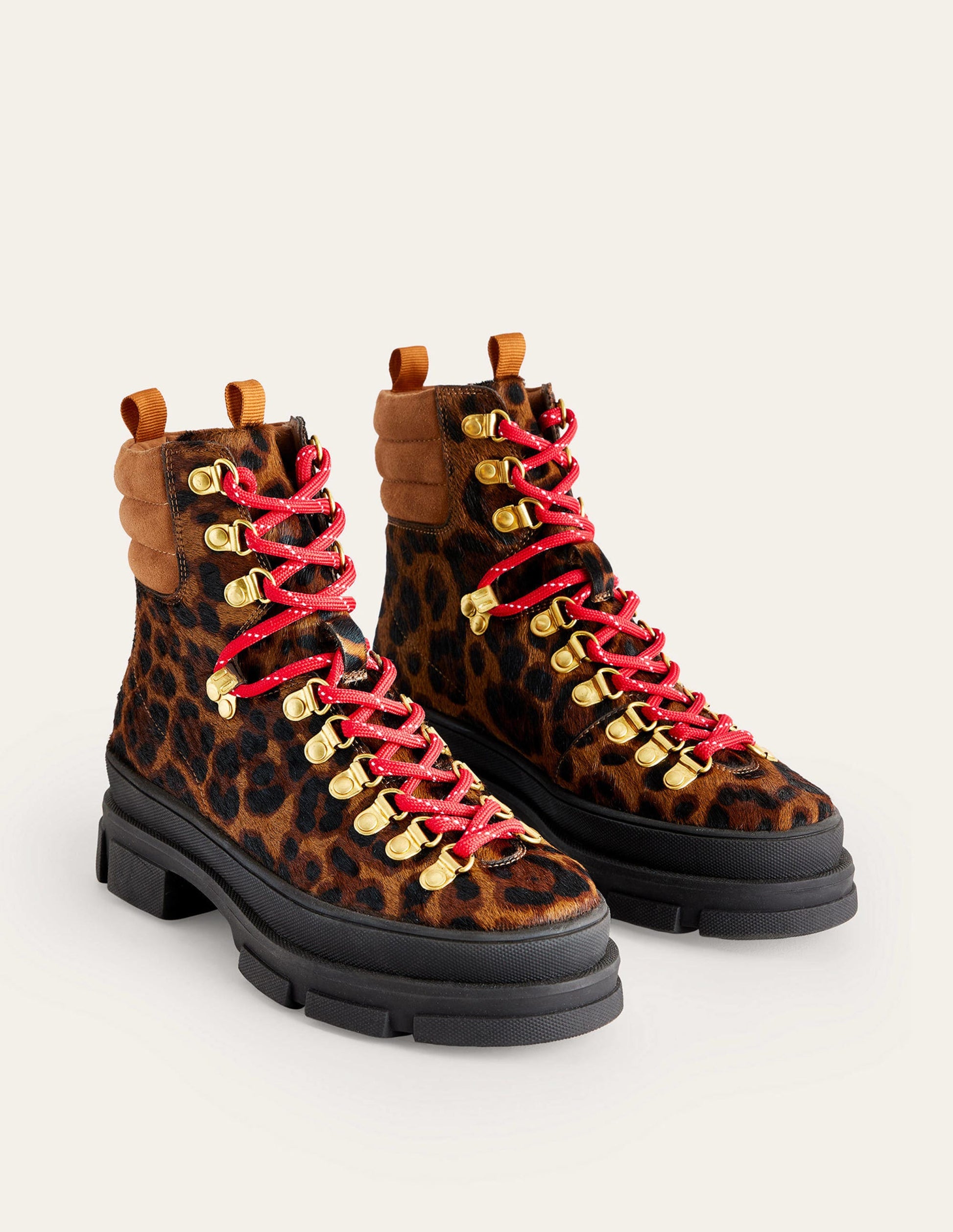 Lace up Hiker Boots-Leopard Pony-3