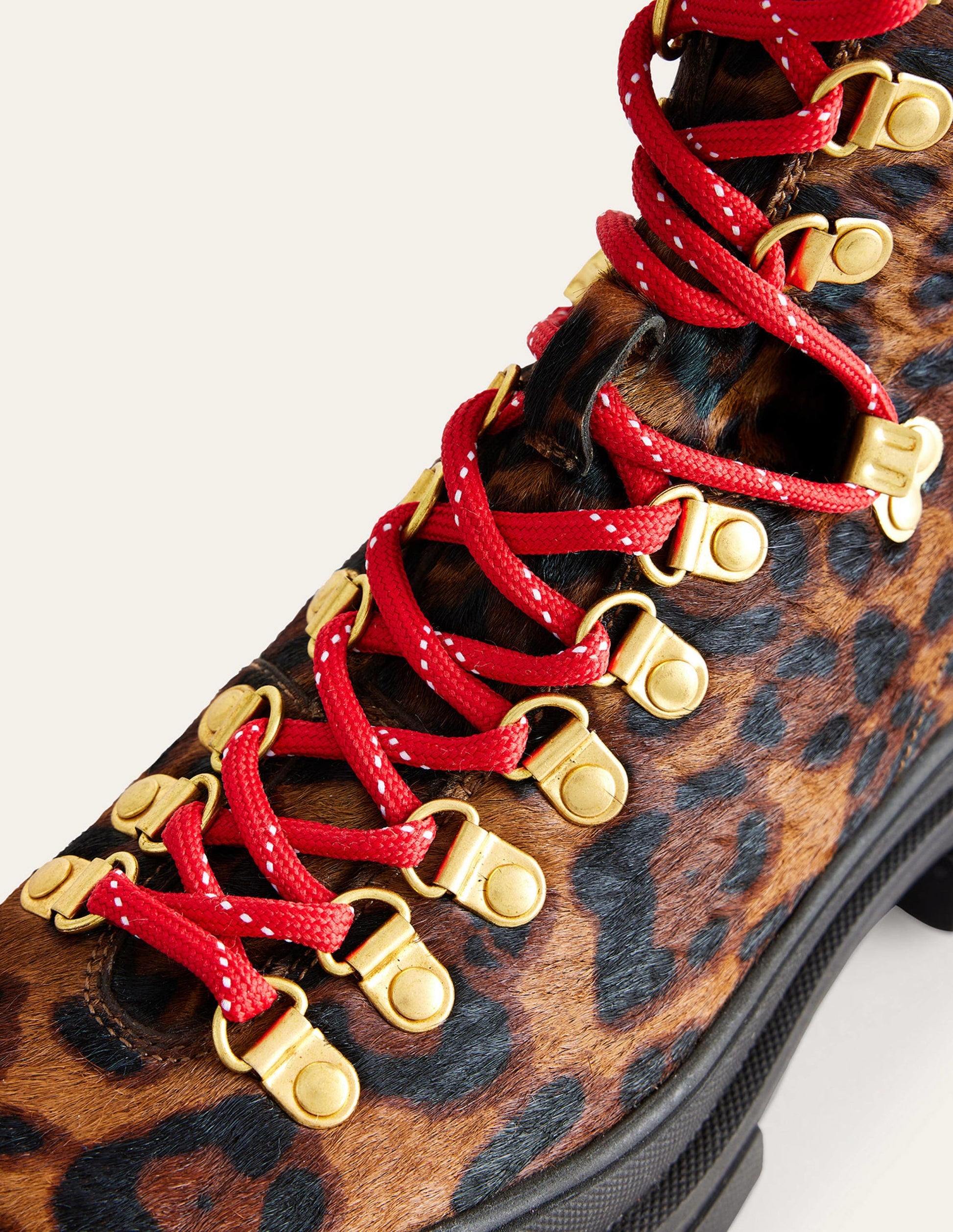 Lace up Hiker Boots-Leopard Pony-4