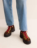 Lace up Hiker Boots-Leopard Pony