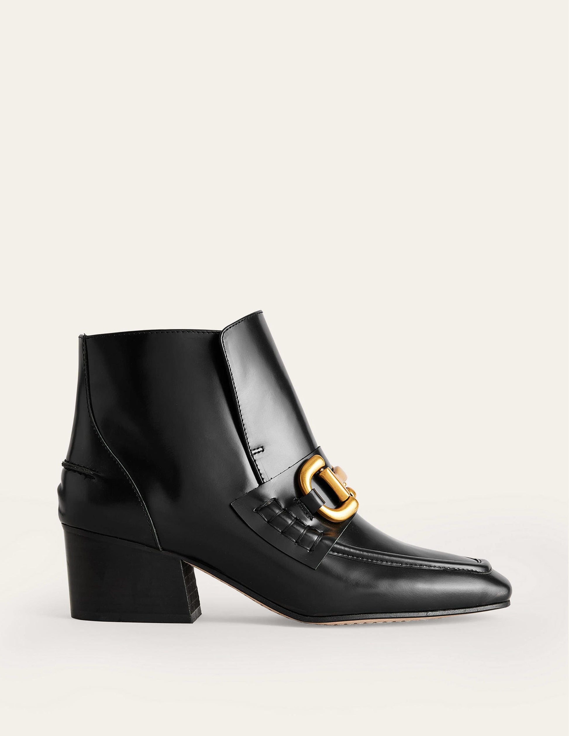 Snaffle-Trim Ankle Boots-Black Leather-2