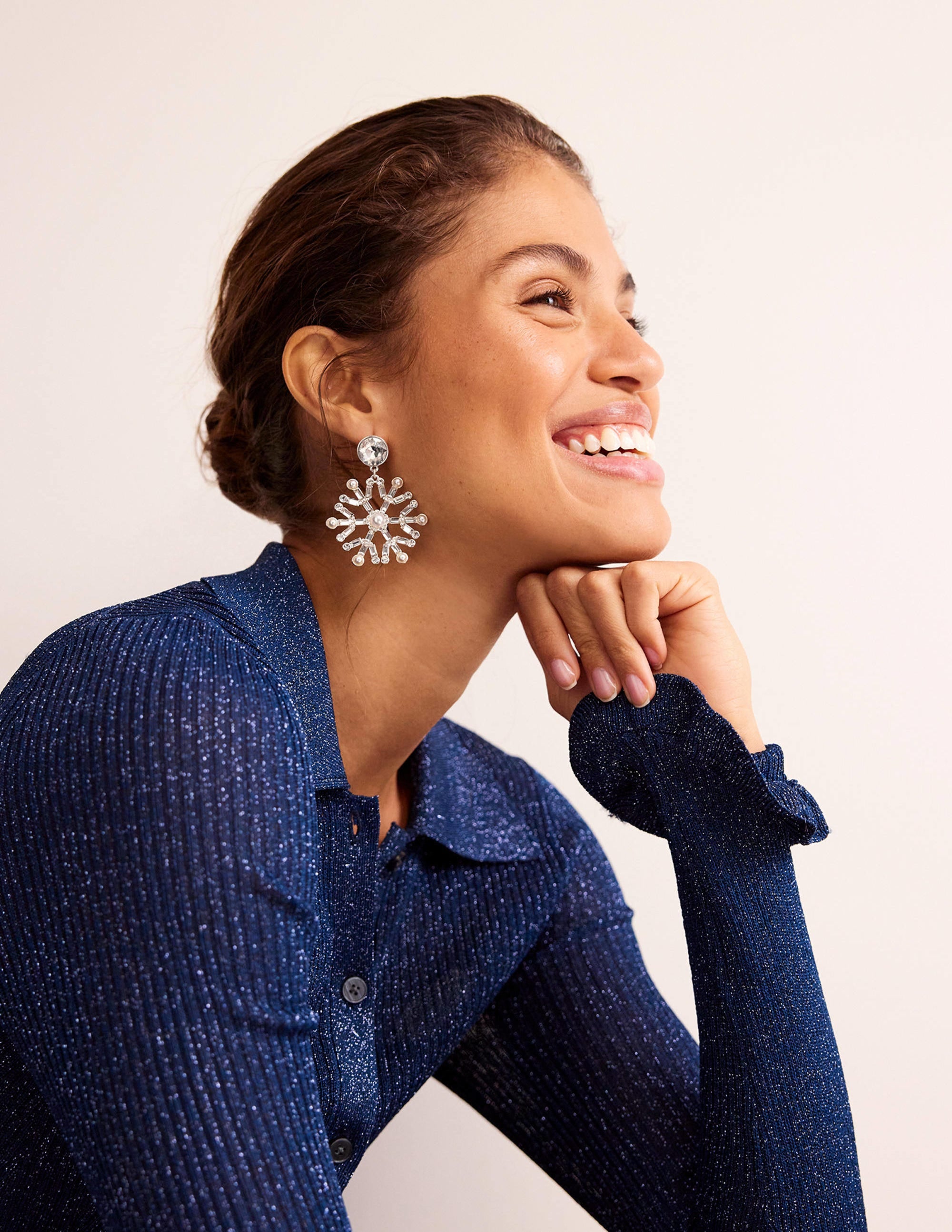 Festive Jewelled Earrings-Snowflake - Image 1