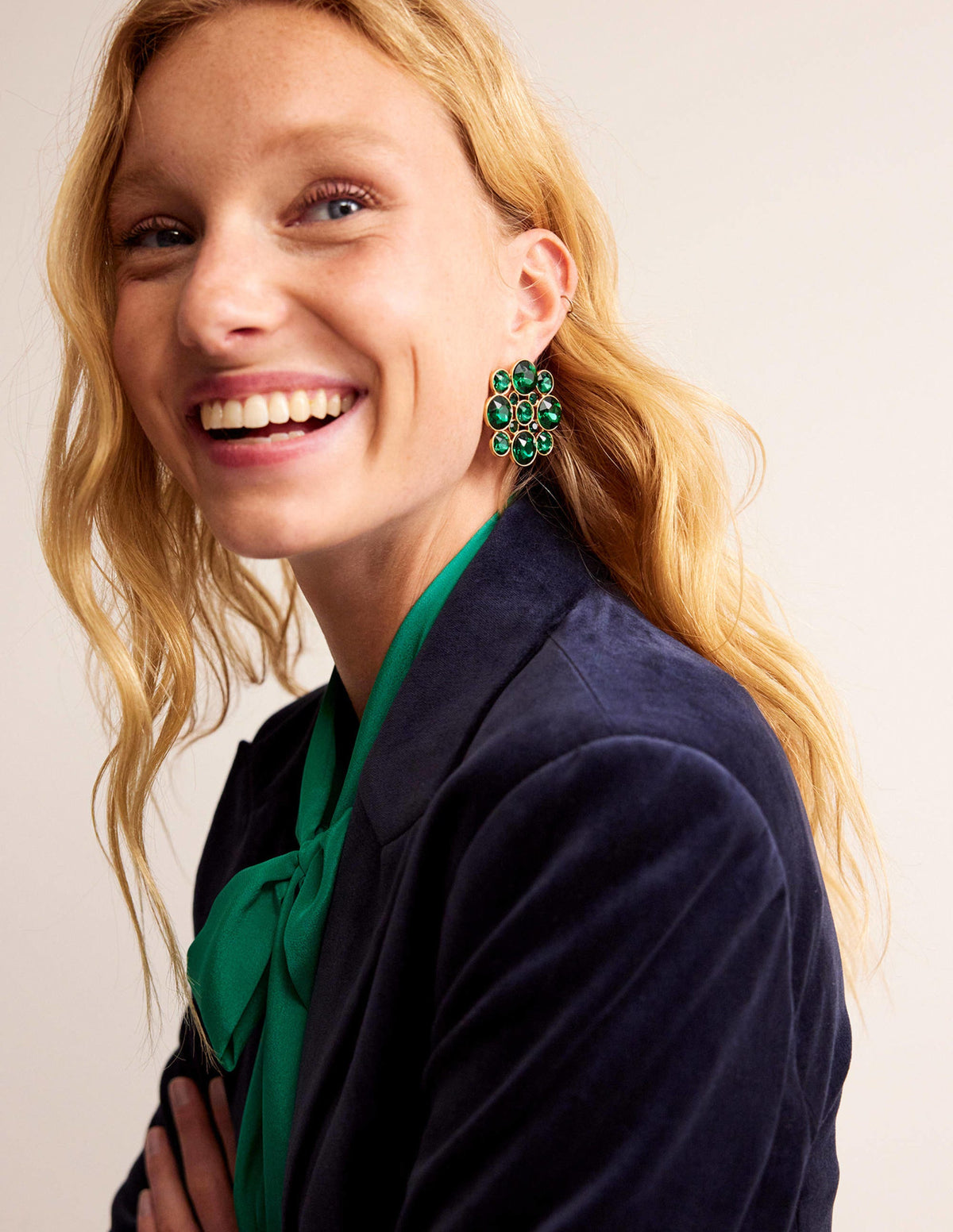 Andrea Jewel-Cluster Earrings-Green - Image 1